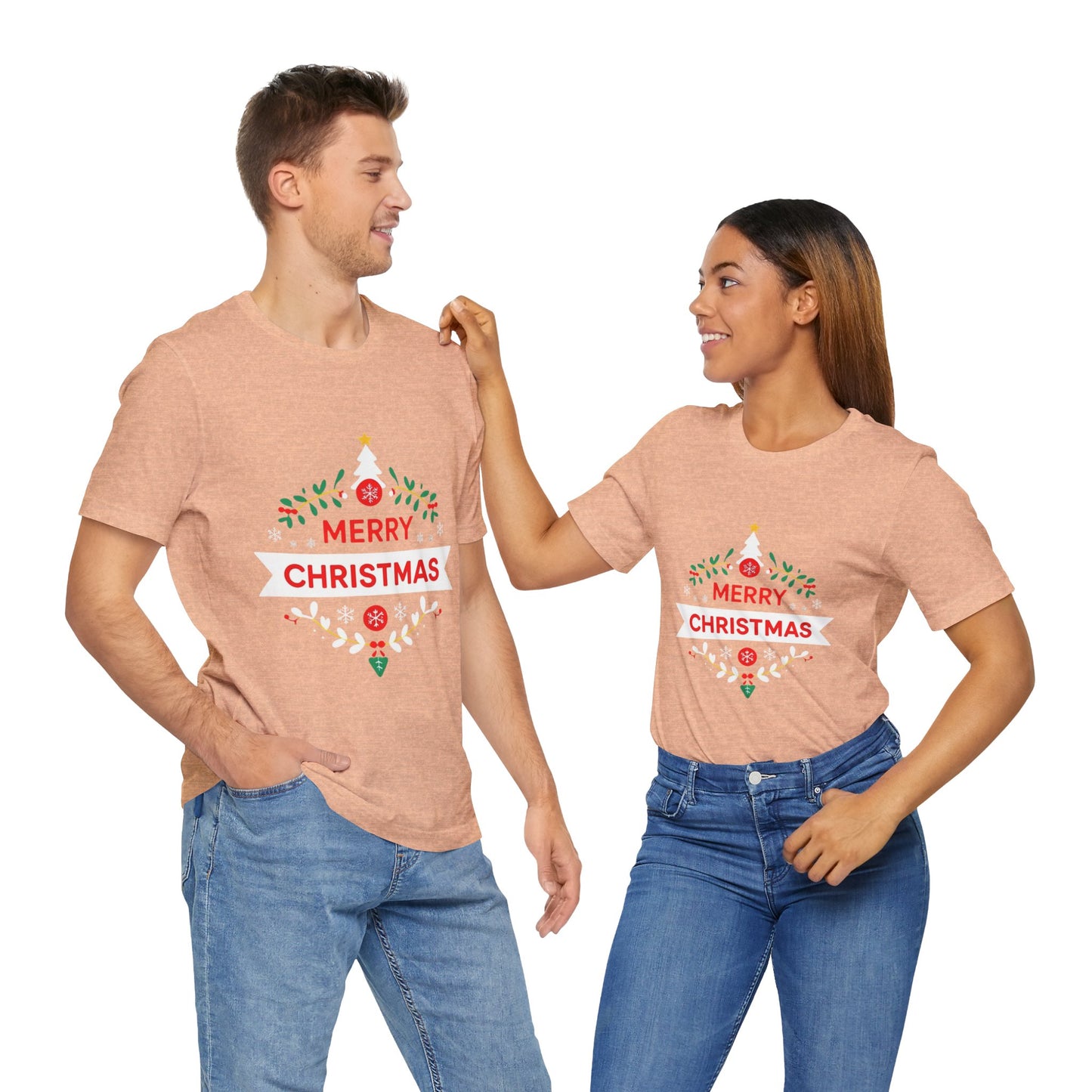 Merry Christmas Unisex Tee, Holiday T-Shirt, Festive Short Sleeve Shirt, Christmas Gift, Seasonal Apparel