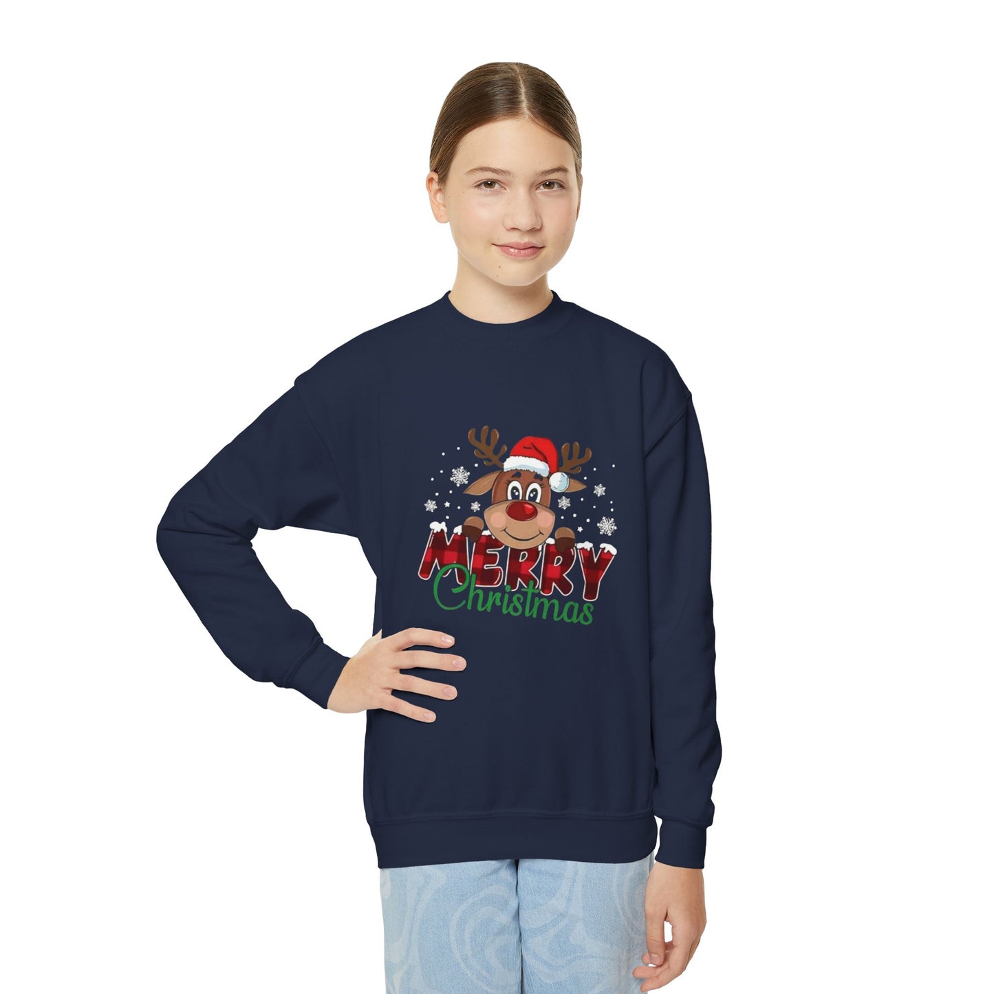 Festive Youth Crewneck Sweatshirt with Merry Christmas and Peace, Love, Christmas Designs, Holiday Sweatshirt, Kids Christmas Gift, [...]