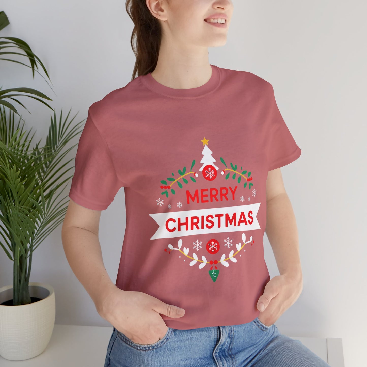 Merry Christmas Unisex Tee, Holiday T-Shirt, Festive Short Sleeve Shirt, Christmas Gift, Seasonal Apparel