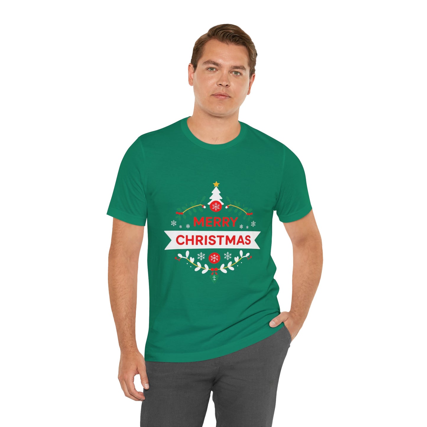 Merry Christmas Unisex Tee, Holiday T-Shirt, Festive Short Sleeve Shirt, Christmas Gift, Seasonal Apparel