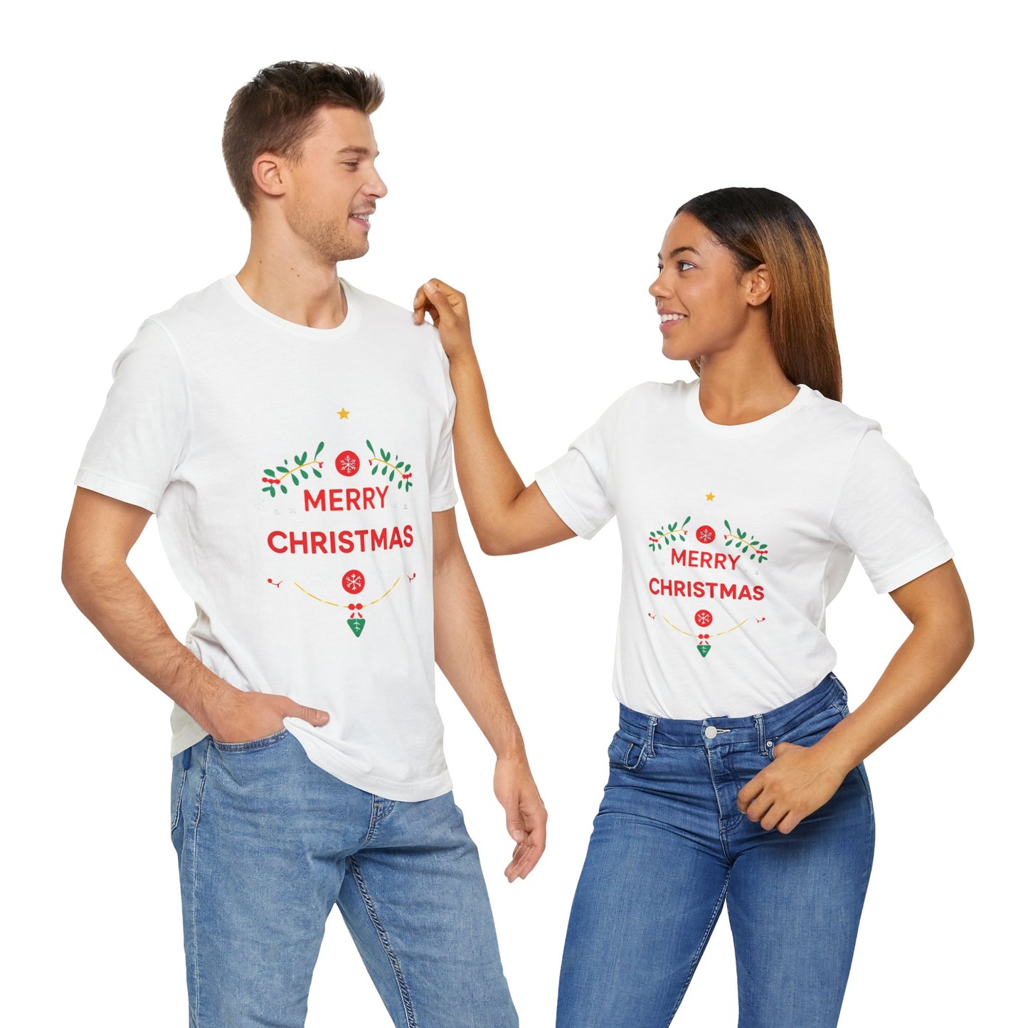 Merry Christmas Unisex Tee, Holiday T-Shirt, Festive Short Sleeve Shirt, Christmas Gift, Seasonal Apparel