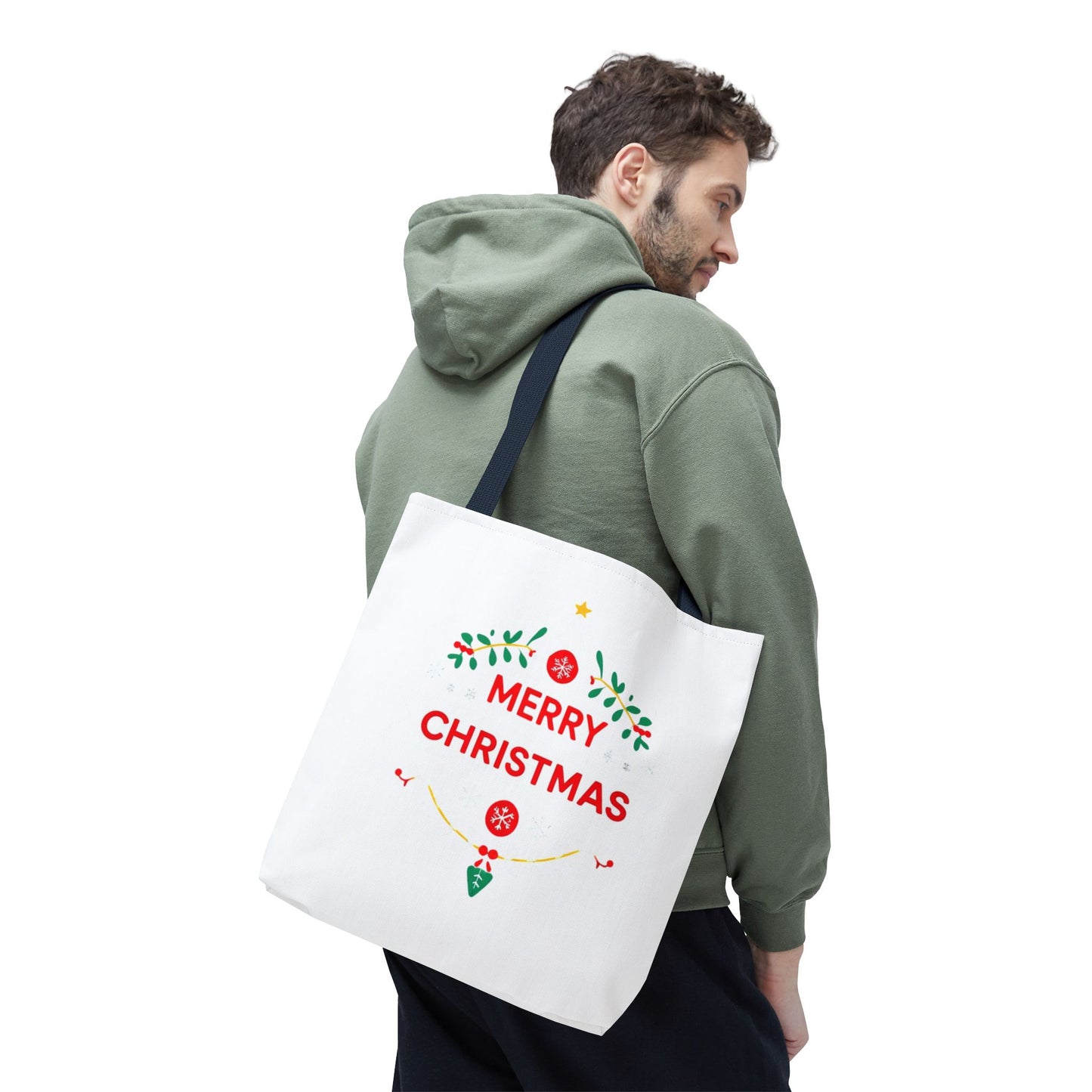 Christmas Tote Bag, Holiday Shopping Bag, Merry Christmas Gift, Seasonal Reusable Bag, Merry & Bright Tote ( customize available)