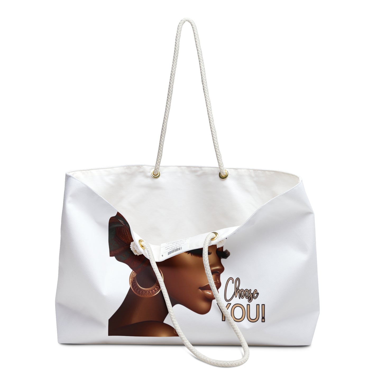 Stylish Weekender Bag for Empowerment and Self-Care, Travel Tote, Beach Bag, Gym Bag, Linen Tote