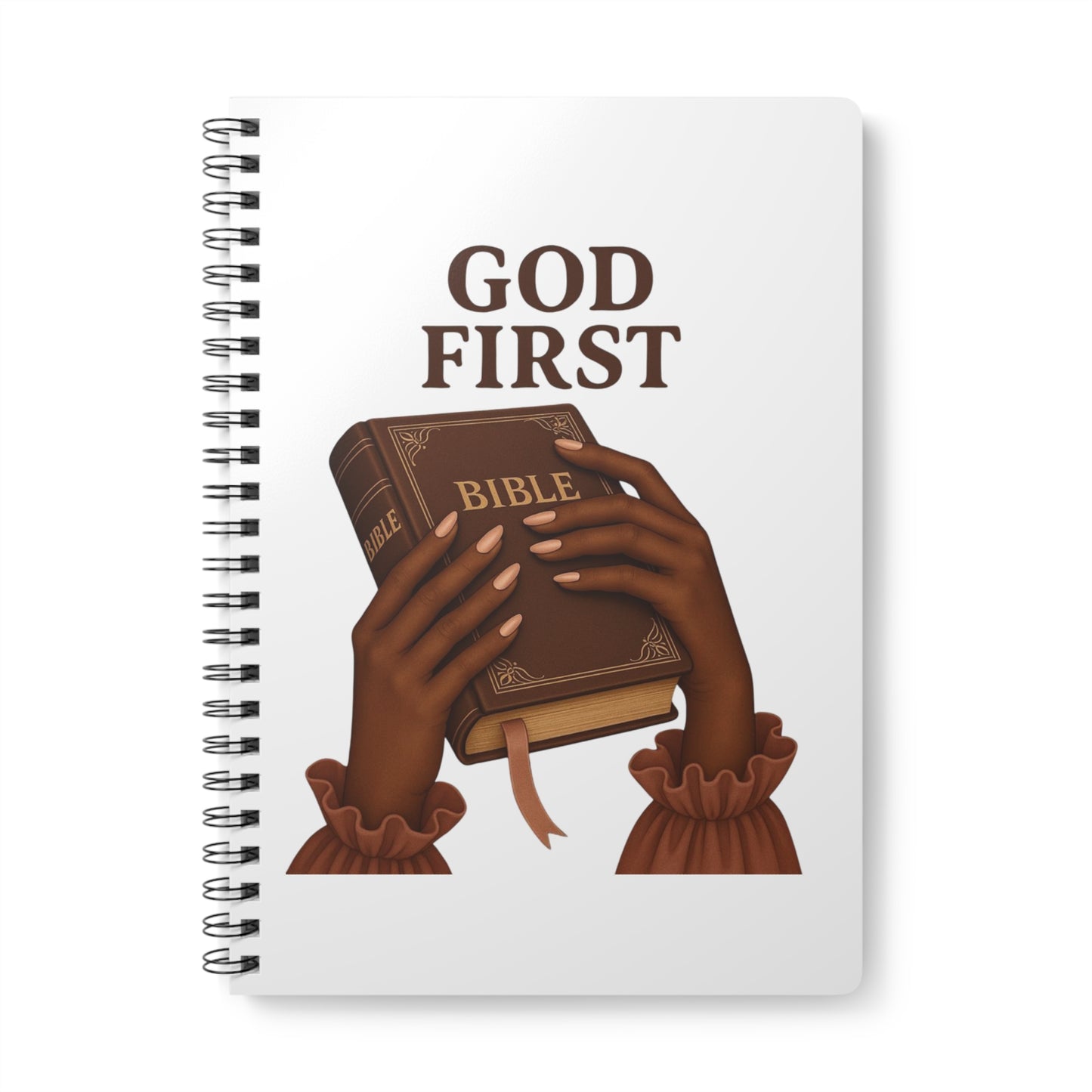Inspirational Wirobound Notebook - God First, A5 Journal for Faith, Prayer, Diaries, Gifts, Notes, Christian