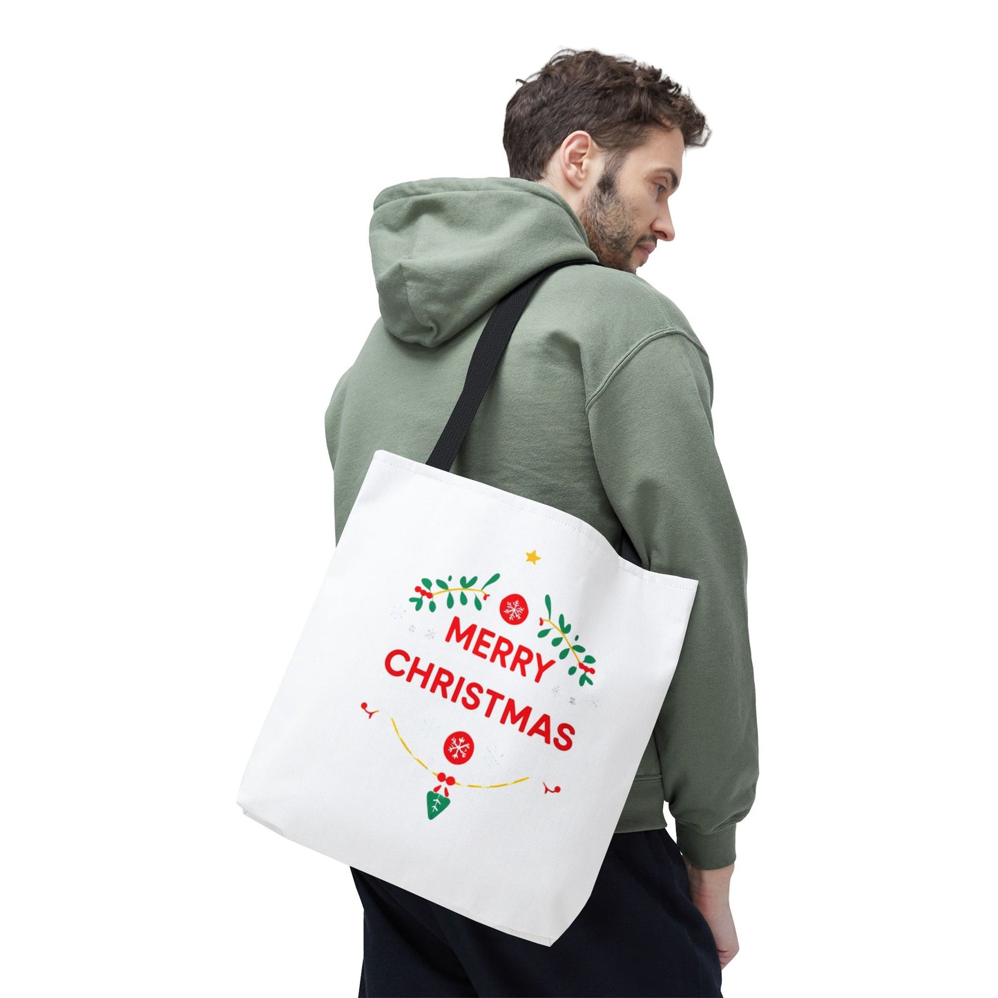Christmas Tote Bag, Holiday Shopping Bag, Merry Christmas Gift, Seasonal Reusable Bag, Merry & Bright Tote ( customize available)