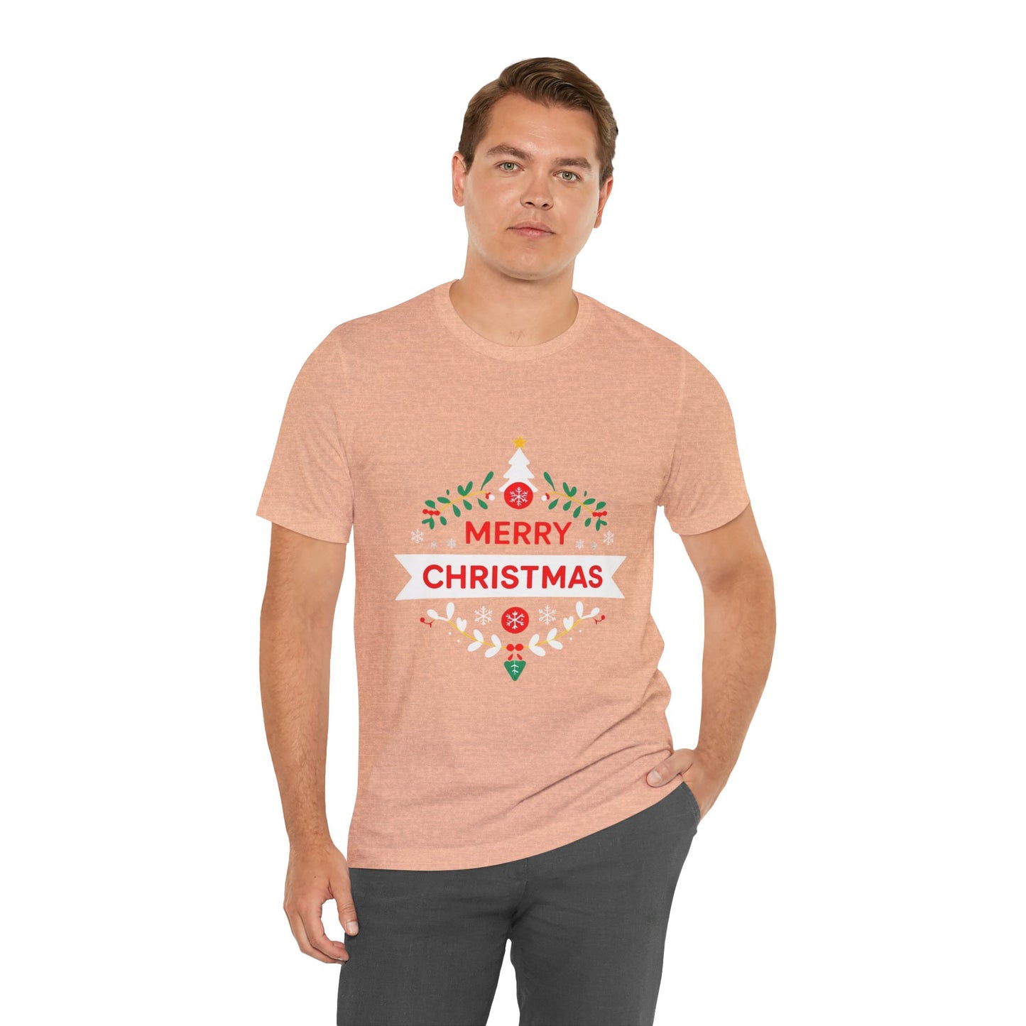 Merry Christmas Unisex Tee, Holiday T-Shirt, Festive Short Sleeve Shirt, Christmas Gift, Seasonal Apparel