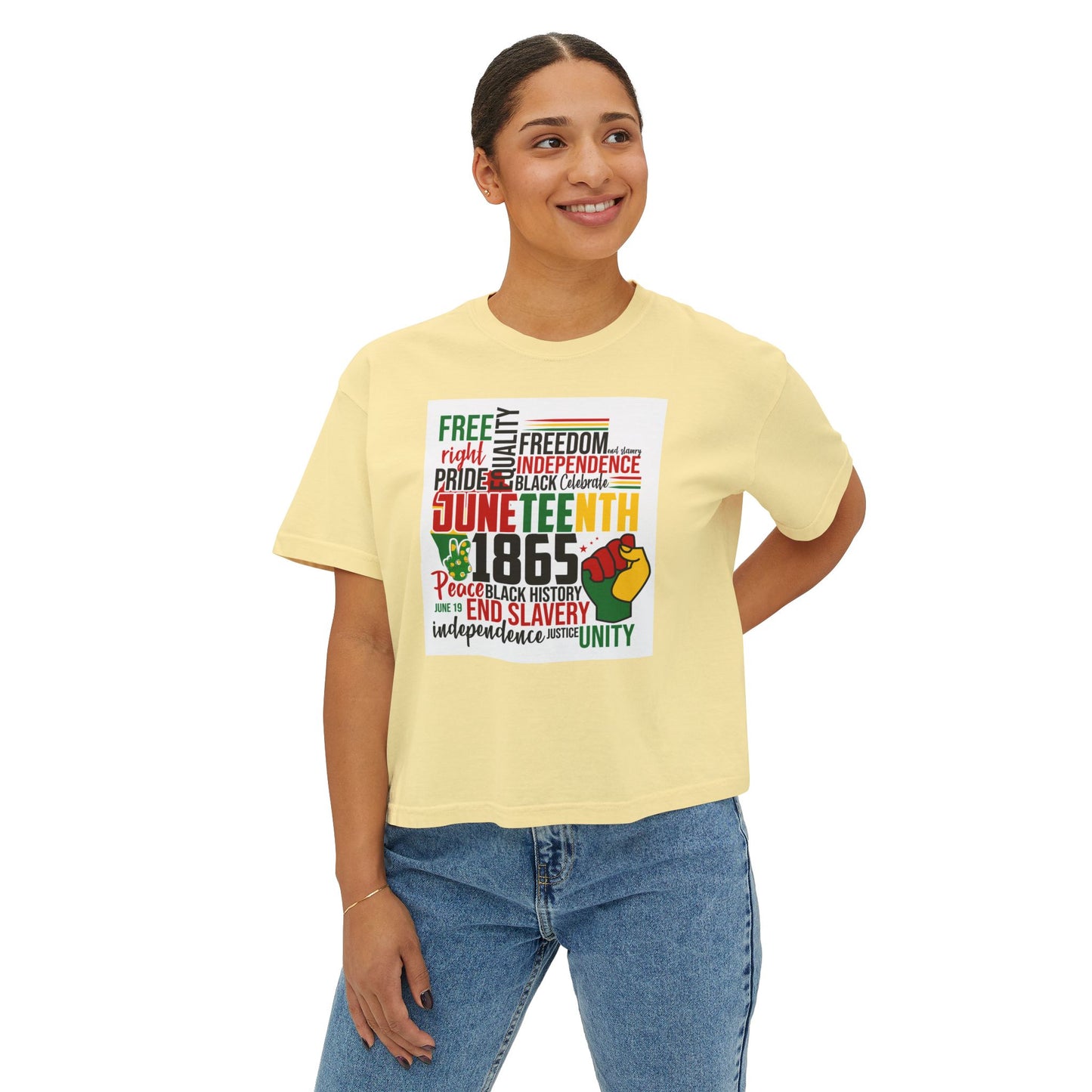Juneteenth Boxy Tee, Women's Equality T-Shirt, LGBTQ Pride Top, Black History Month Shirt, Freedom and Unity Apparel, Celebratory [...]