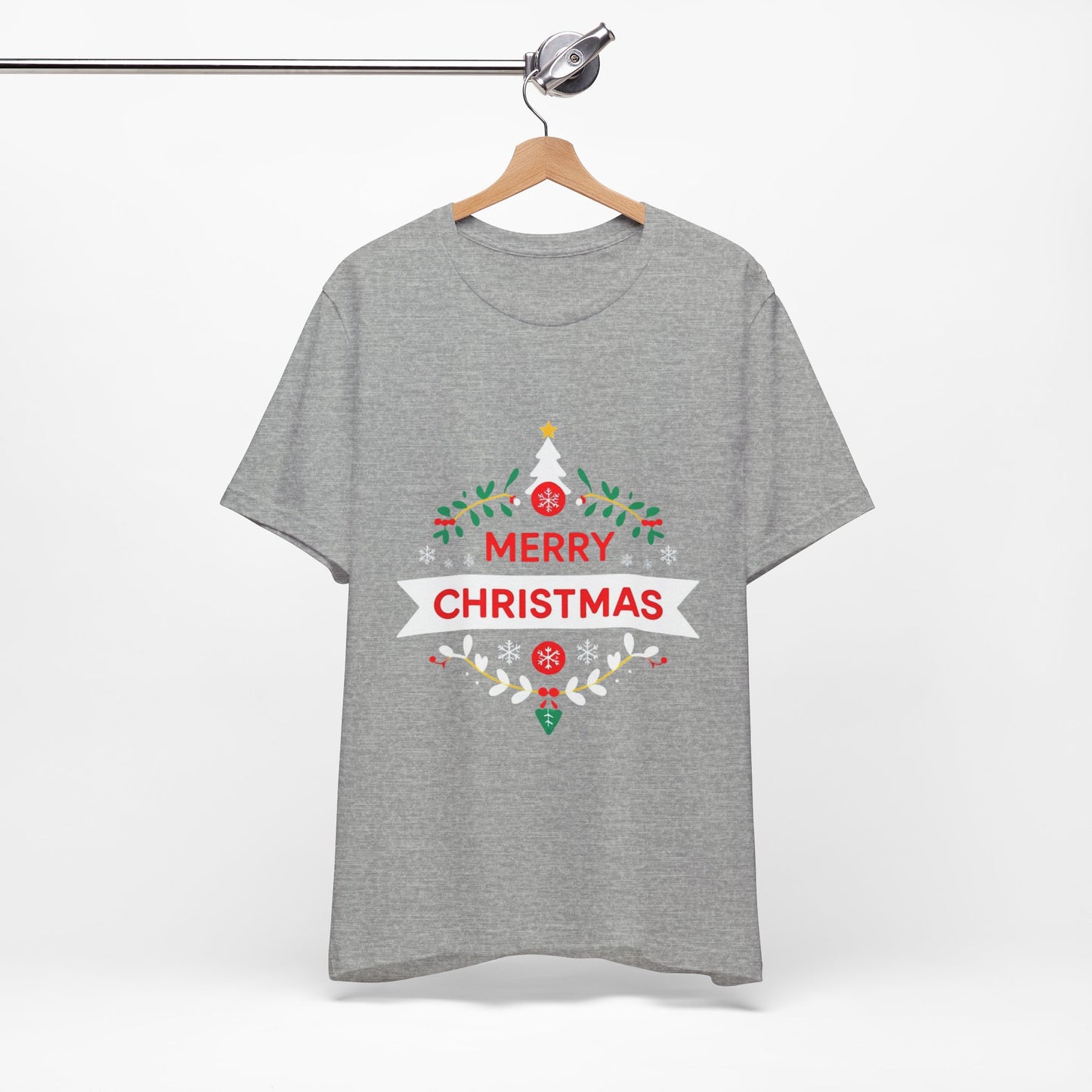 Merry Christmas Unisex Tee, Holiday T-Shirt, Festive Short Sleeve Shirt, Christmas Gift, Seasonal Apparel