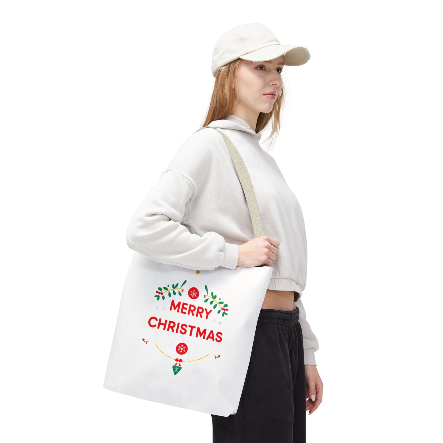 Christmas Tote Bag, Holiday Shopping Bag, Merry Christmas Gift, Seasonal Reusable Bag, Merry & Bright Tote ( customize available)