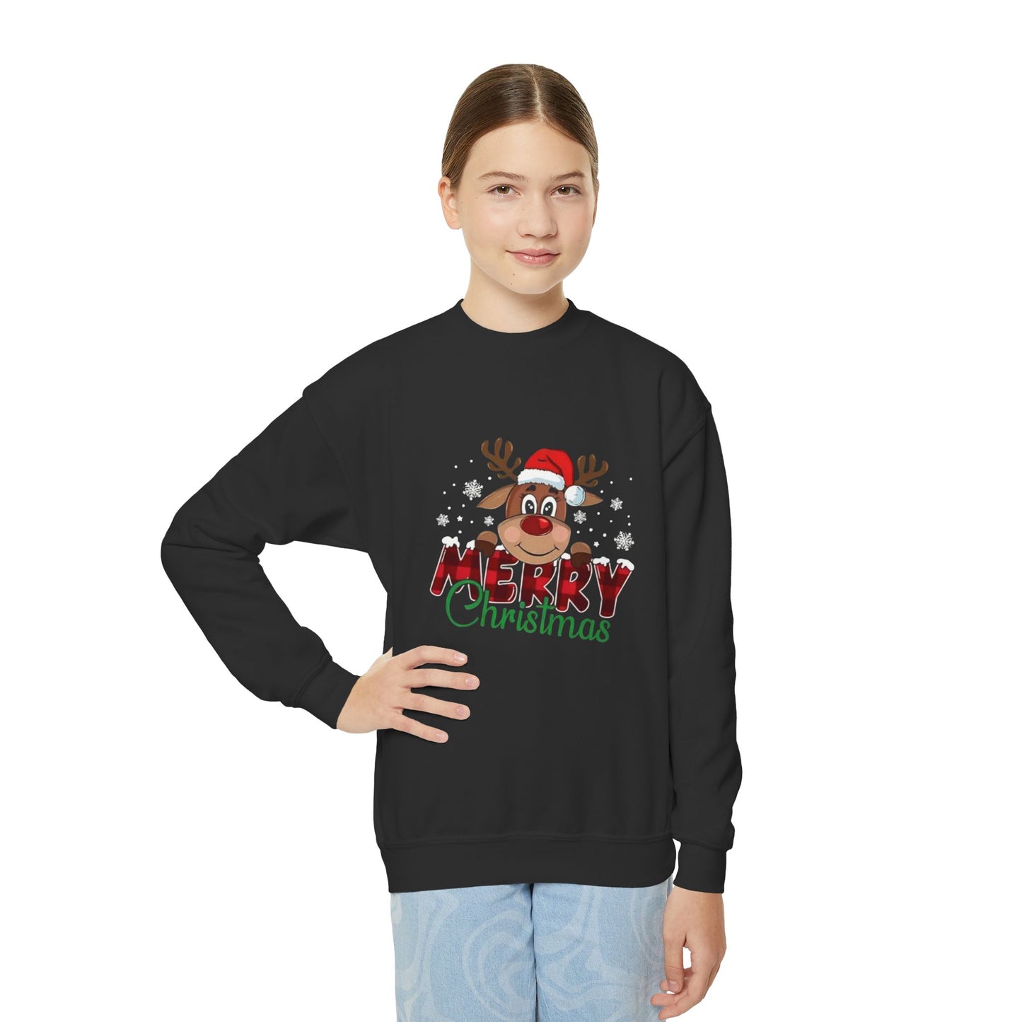 Festive Youth Crewneck Sweatshirt with Merry Christmas and Peace, Love, Christmas Designs, Holiday Sweatshirt, Kids Christmas Gift, [...]