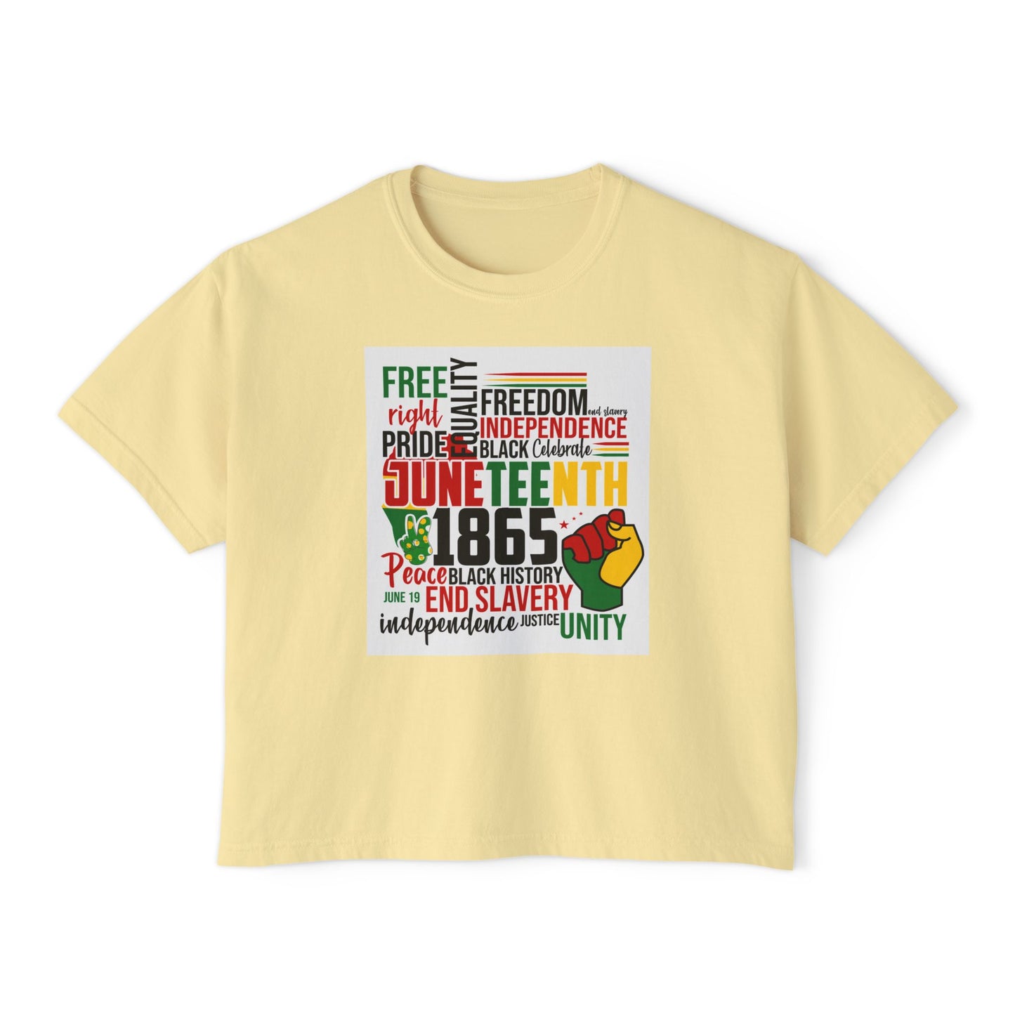 Juneteenth Boxy Tee, Women's Equality T-Shirt, LGBTQ Pride Top, Black History Month Shirt, Freedom and Unity Apparel, Celebratory [...]