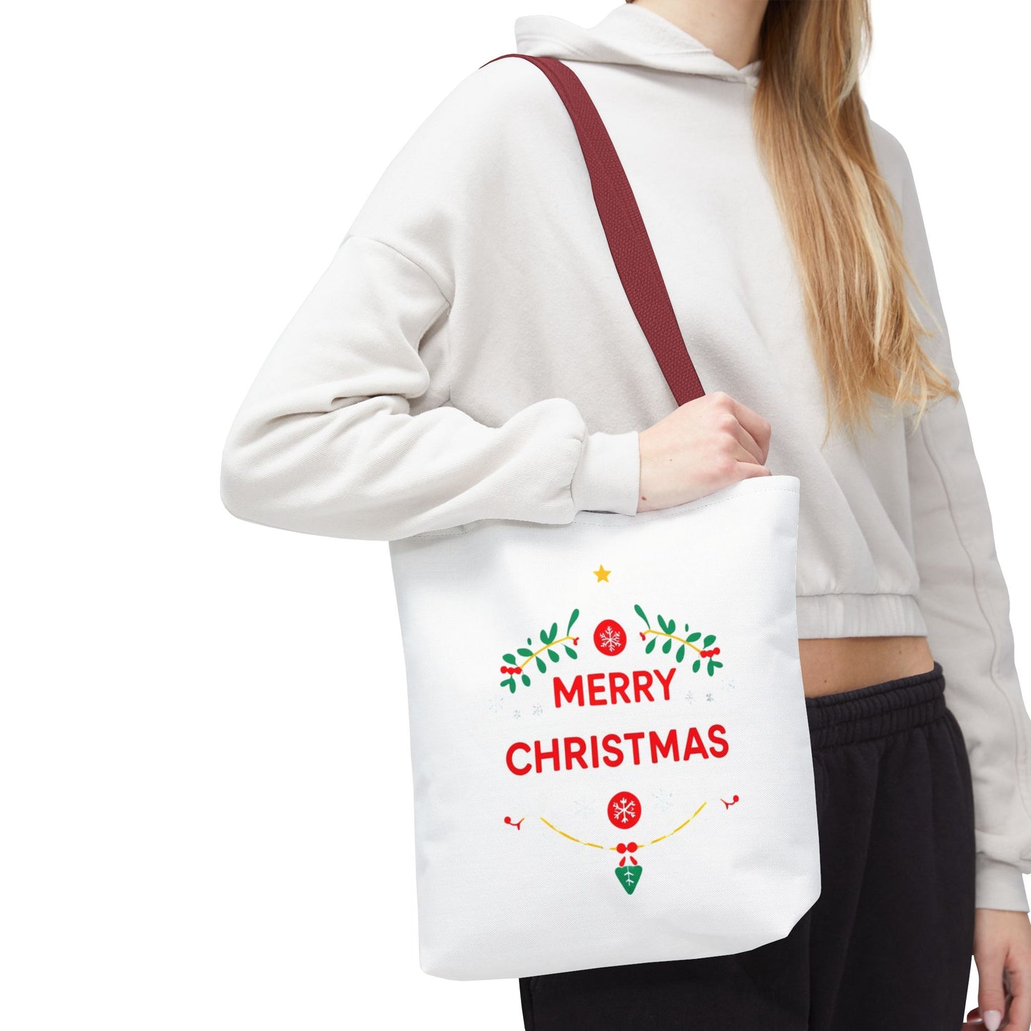 Christmas Tote Bag, Holiday Shopping Bag, Merry Christmas Gift, Seasonal Reusable Bag, Merry & Bright Tote ( customize available)