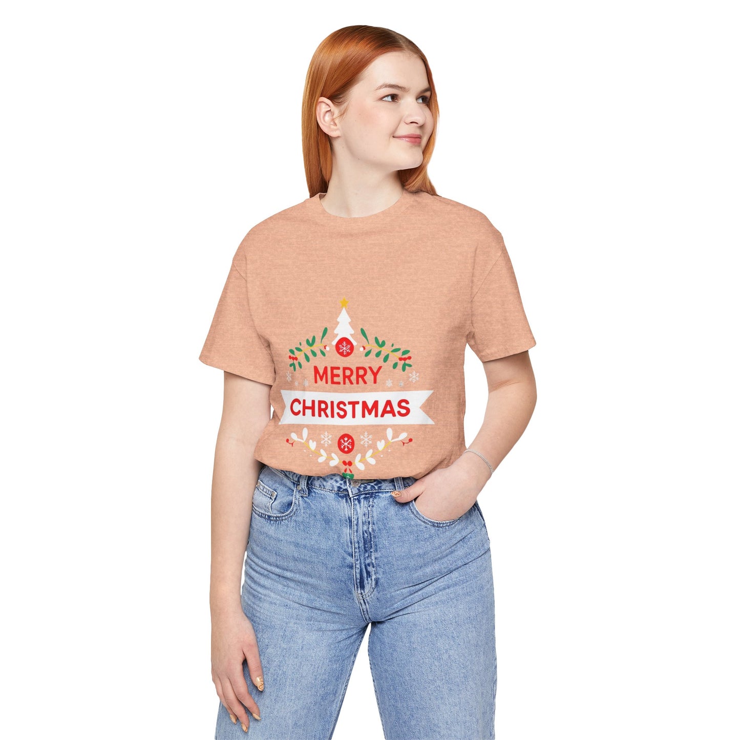 Merry Christmas Unisex Tee, Holiday T-Shirt, Festive Short Sleeve Shirt, Christmas Gift, Seasonal Apparel