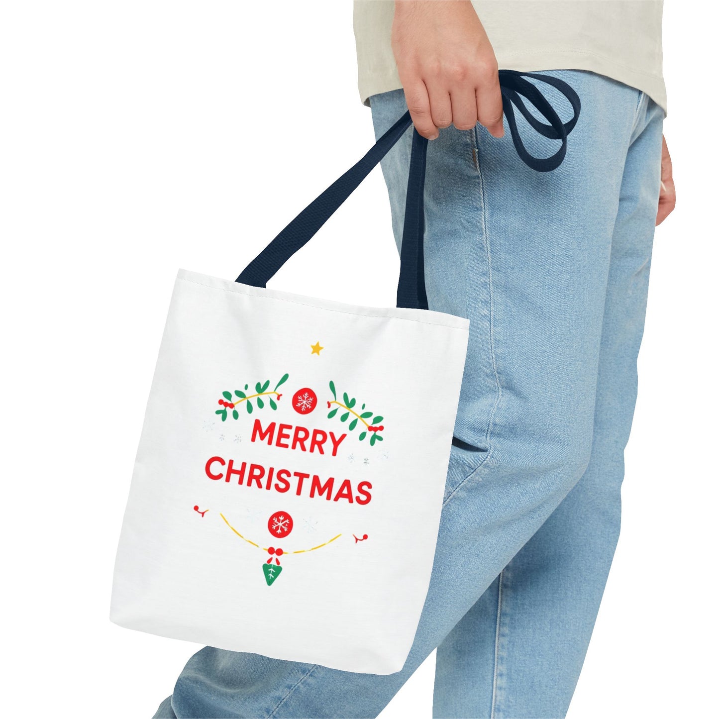 Christmas Tote Bag, Holiday Shopping Bag, Merry Christmas Gift, Seasonal Reusable Bag, Merry & Bright Tote ( customize available)