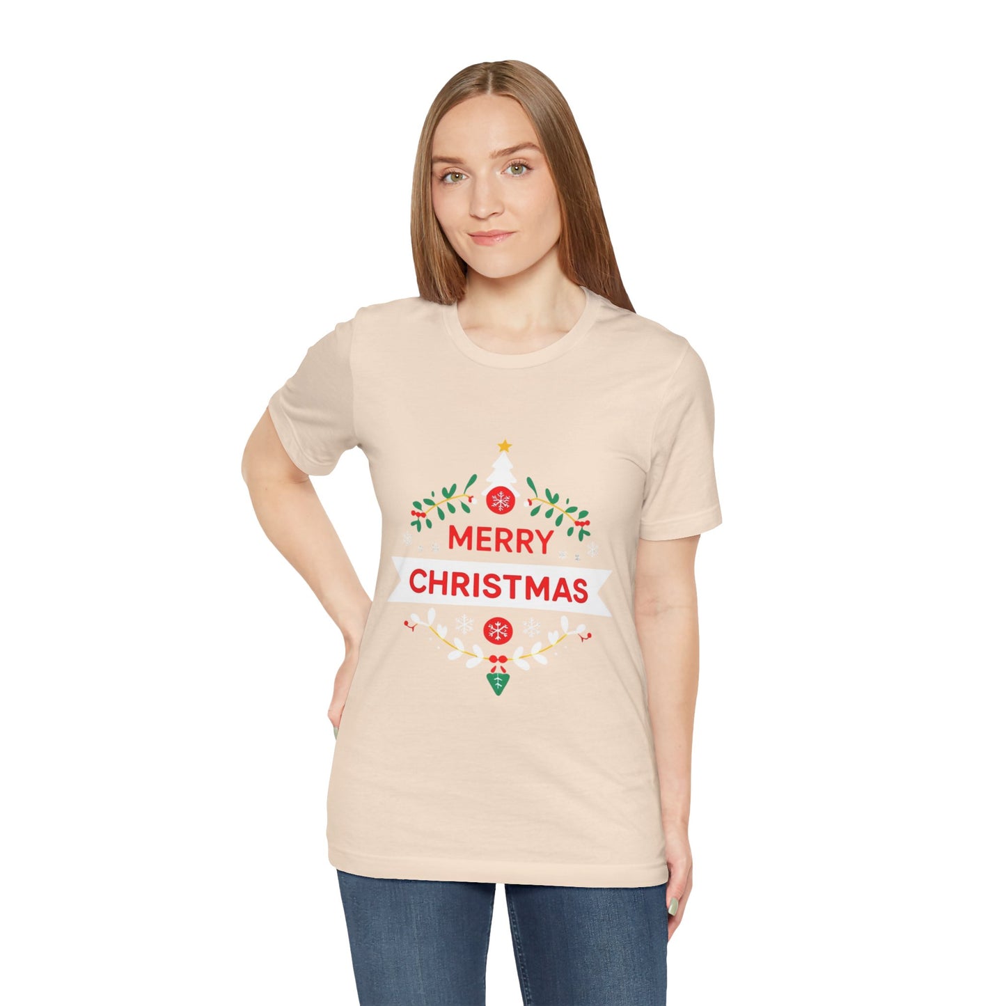 Merry Christmas Unisex Tee, Holiday T-Shirt, Festive Short Sleeve Shirt, Christmas Gift, Seasonal Apparel