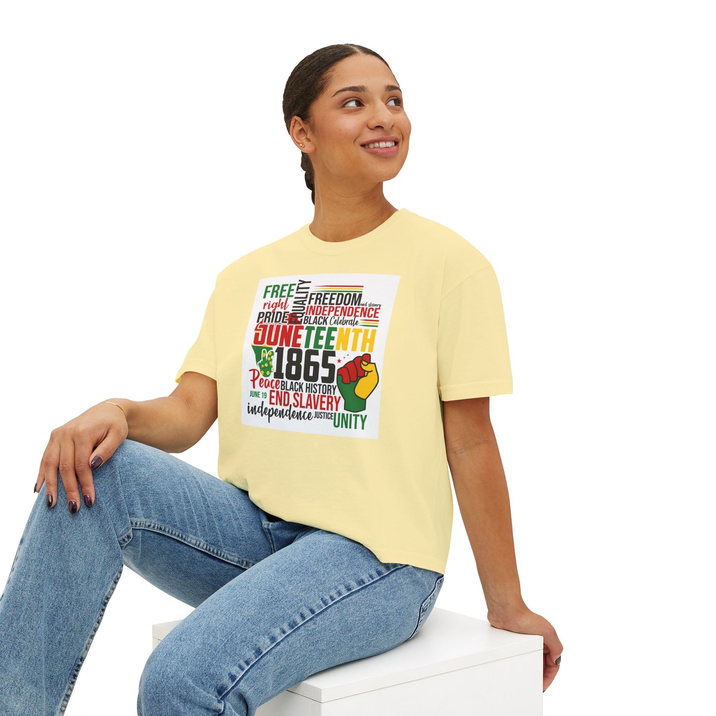 Juneteenth Boxy Tee, Women's Equality T-Shirt, LGBTQ Pride Top, Black History Month Shirt, Freedom and Unity Apparel, Celebratory [...]