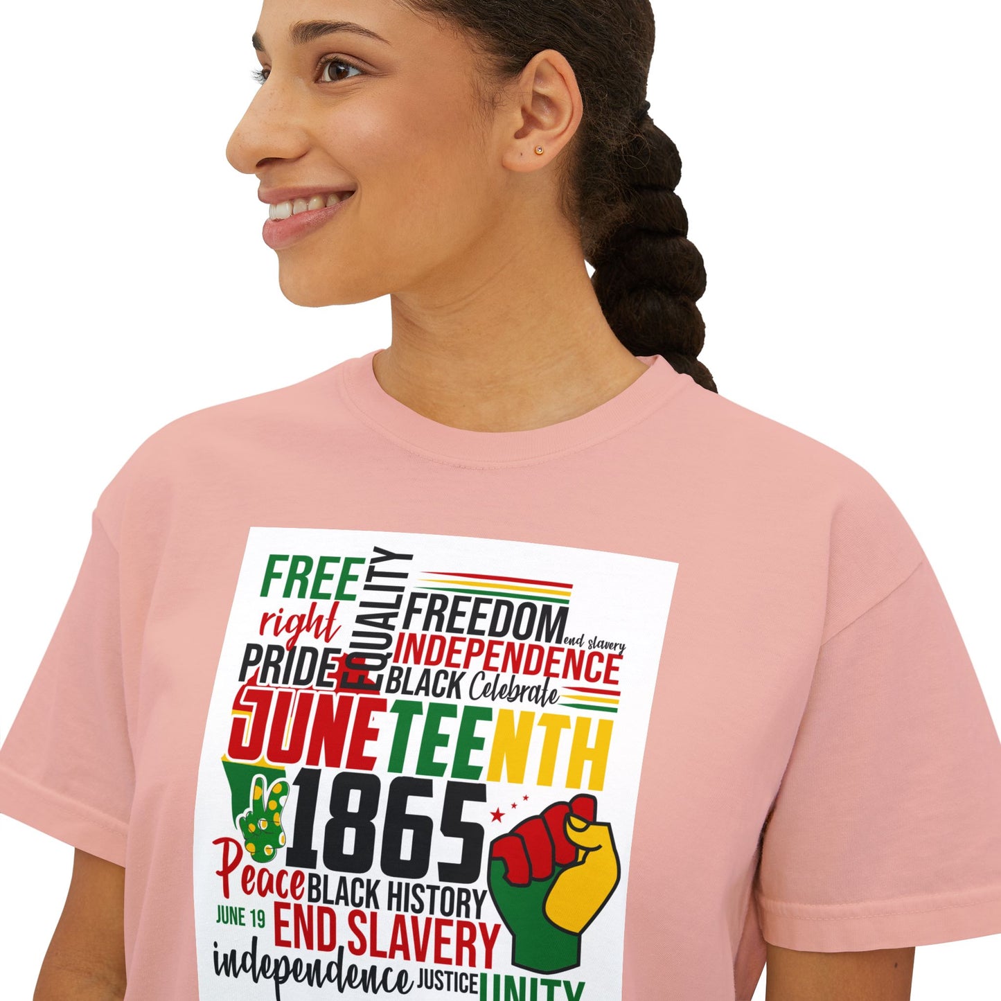 Juneteenth Boxy Tee, Women's Equality T-Shirt, LGBTQ Pride Top, Black History Month Shirt, Freedom and Unity Apparel, Celebratory [...]