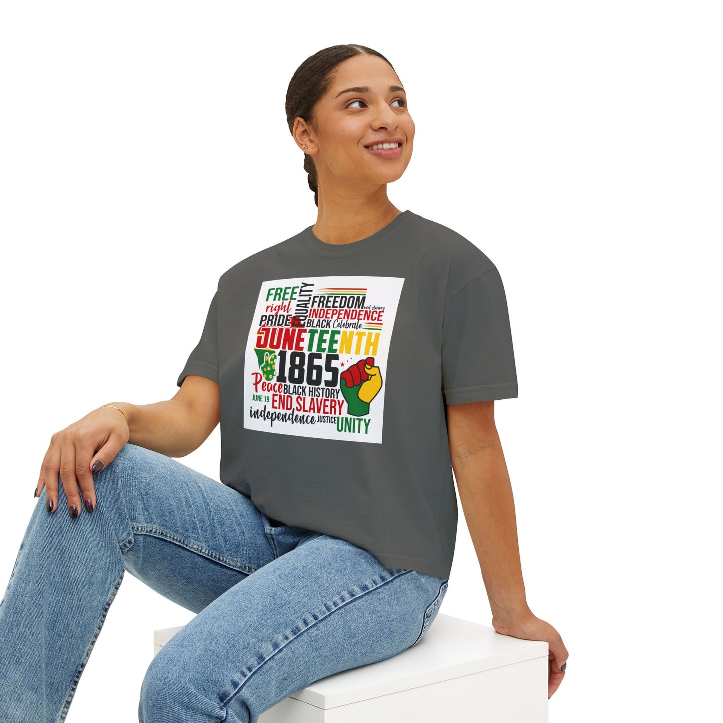 Juneteenth Boxy Tee, Women's Equality T-Shirt, LGBTQ Pride Top, Black History Month Shirt, Freedom and Unity Apparel, Celebratory [...]