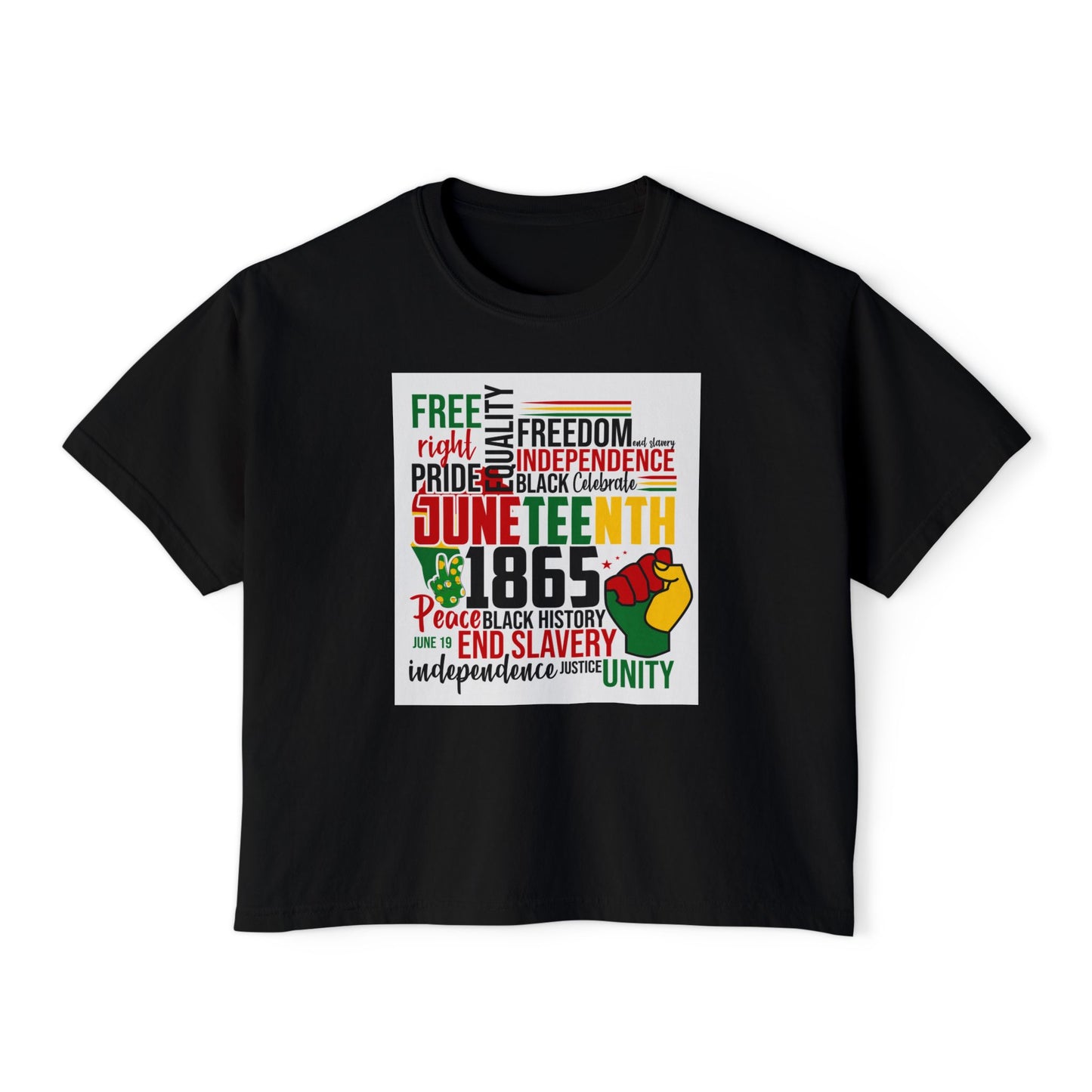 Juneteenth Boxy Tee, Women's Equality T-Shirt, LGBTQ Pride Top, Black History Month Shirt, Freedom and Unity Apparel, Celebratory [...]