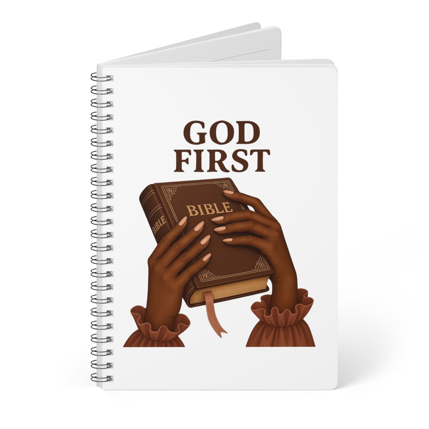 Inspirational Wirobound Notebook - God First, A5 Journal for Faith, Prayer, Diaries, Gifts, Notes, Christian
