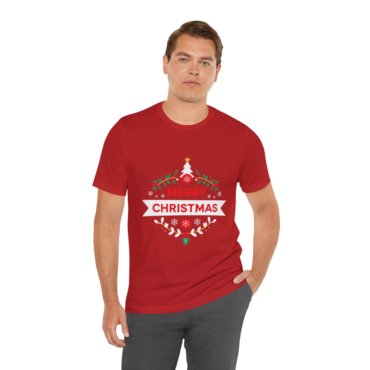 Merry Christmas Unisex Tee, Holiday T-Shirt, Festive Short Sleeve Shirt, Christmas Gift, Seasonal Apparel