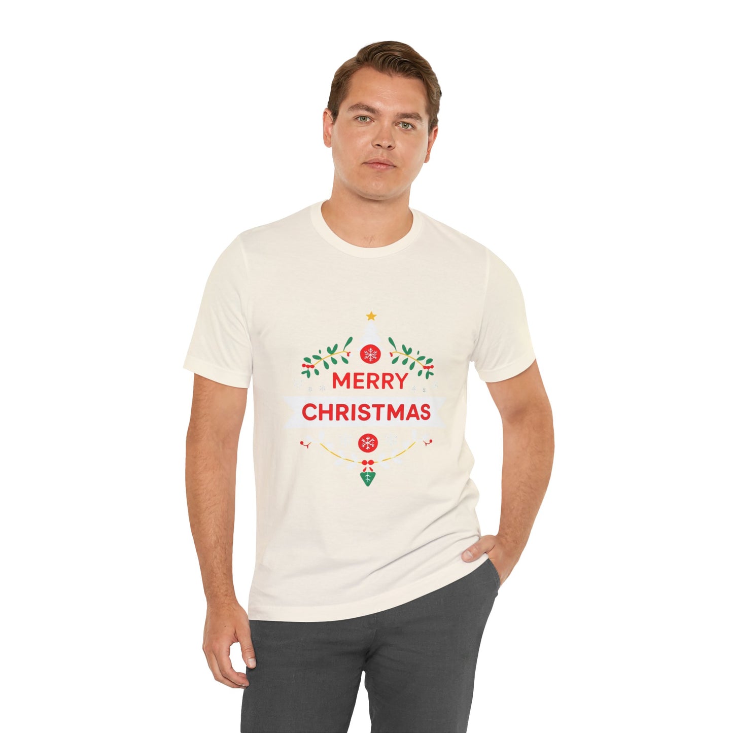 Merry Christmas Unisex Tee, Holiday T-Shirt, Festive Short Sleeve Shirt, Christmas Gift, Seasonal Apparel
