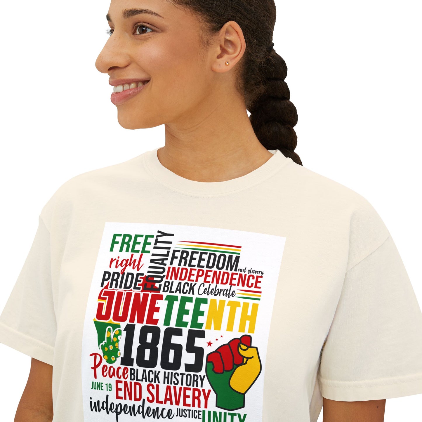 Juneteenth Boxy Tee, Women's Equality T-Shirt, LGBTQ Pride Top, Black History Month Shirt, Freedom and Unity Apparel, Celebratory [...]
