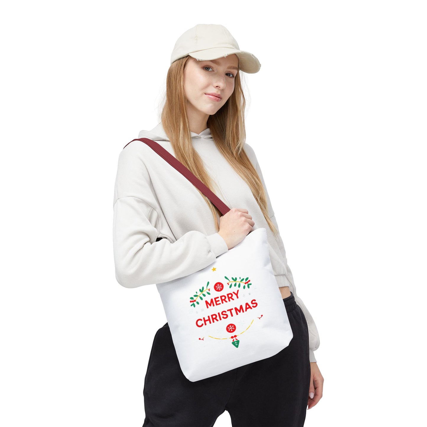 Christmas Tote Bag, Holiday Shopping Bag, Merry Christmas Gift, Seasonal Reusable Bag, Merry & Bright Tote ( customize available)