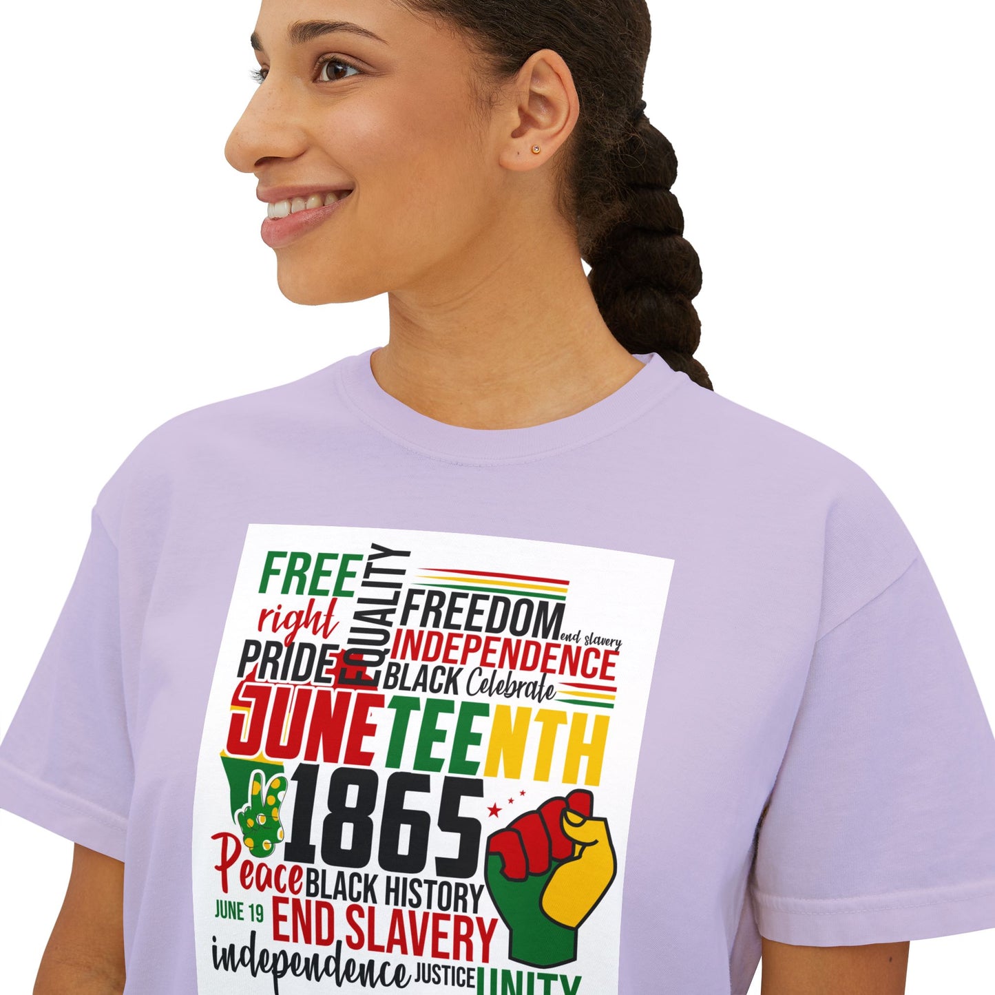 Juneteenth Boxy Tee, Women's Equality T-Shirt, LGBTQ Pride Top, Black History Month Shirt, Freedom and Unity Apparel, Celebratory [...]