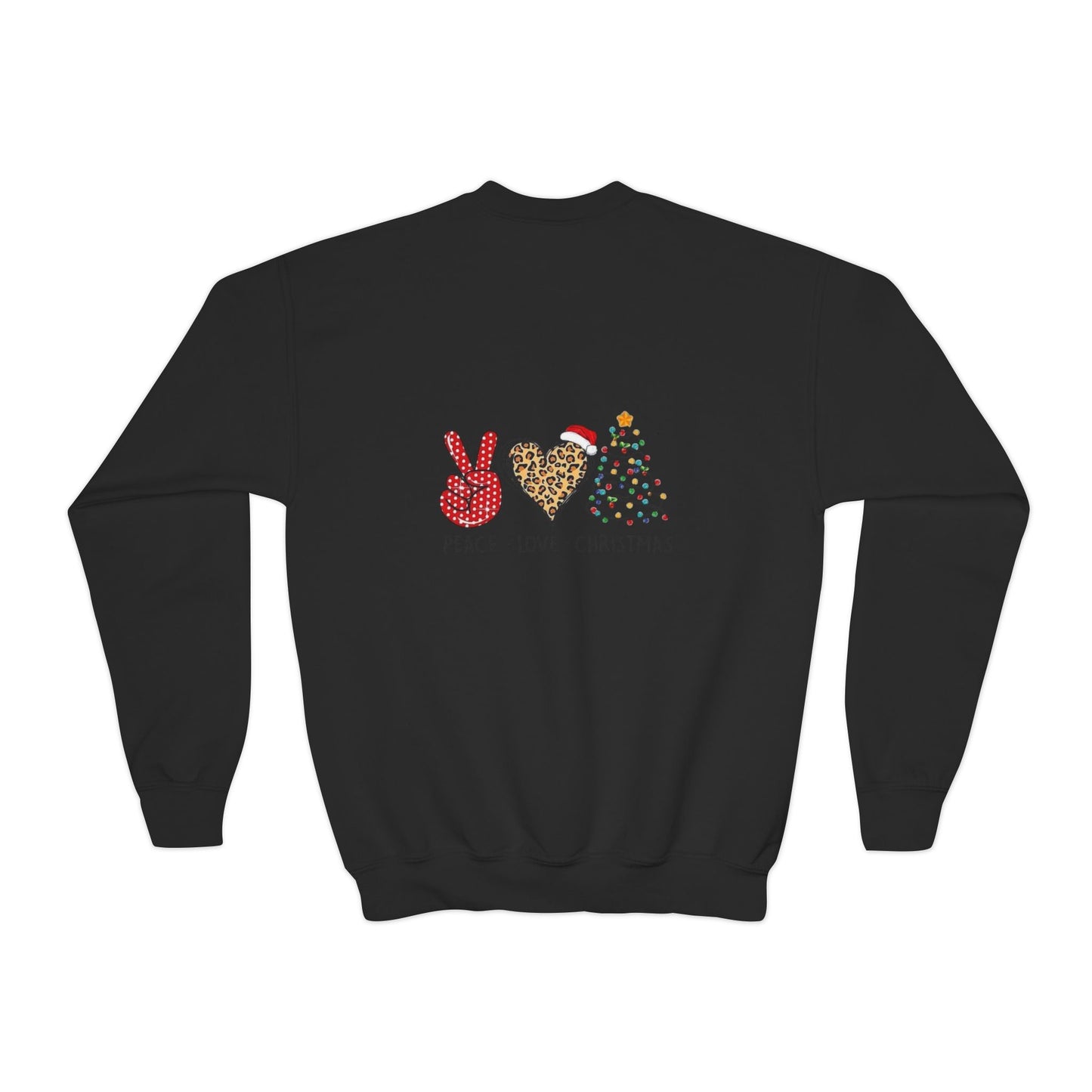 Festive Youth Crewneck Sweatshirt with Merry Christmas and Peace, Love, Christmas Designs, Holiday Sweatshirt, Kids Christmas Gift, [...]