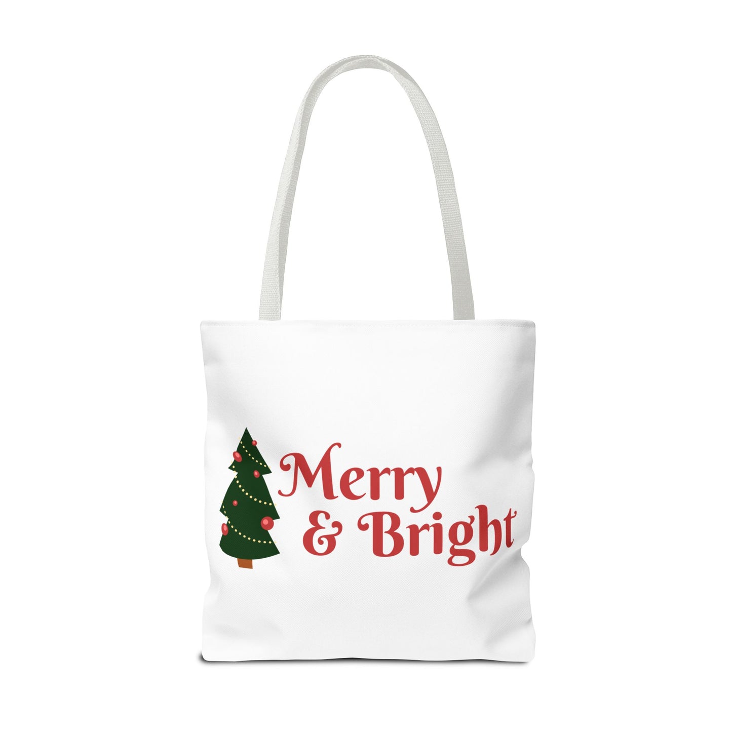 Christmas Tote Bag, Holiday Shopping Bag, Merry Christmas Gift, Seasonal Reusable Bag, Merry & Bright Tote ( customize available)