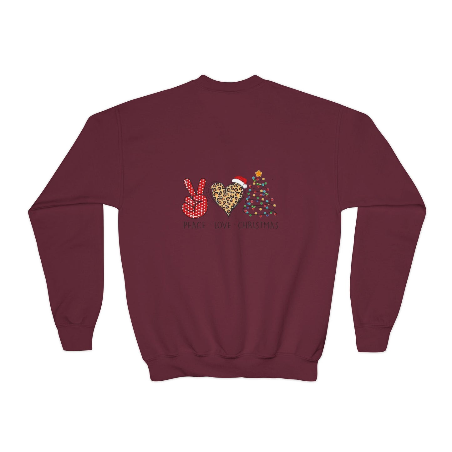 Festive Youth Crewneck Sweatshirt with Merry Christmas and Peace, Love, Christmas Designs, Holiday Sweatshirt, Kids Christmas Gift, [...]