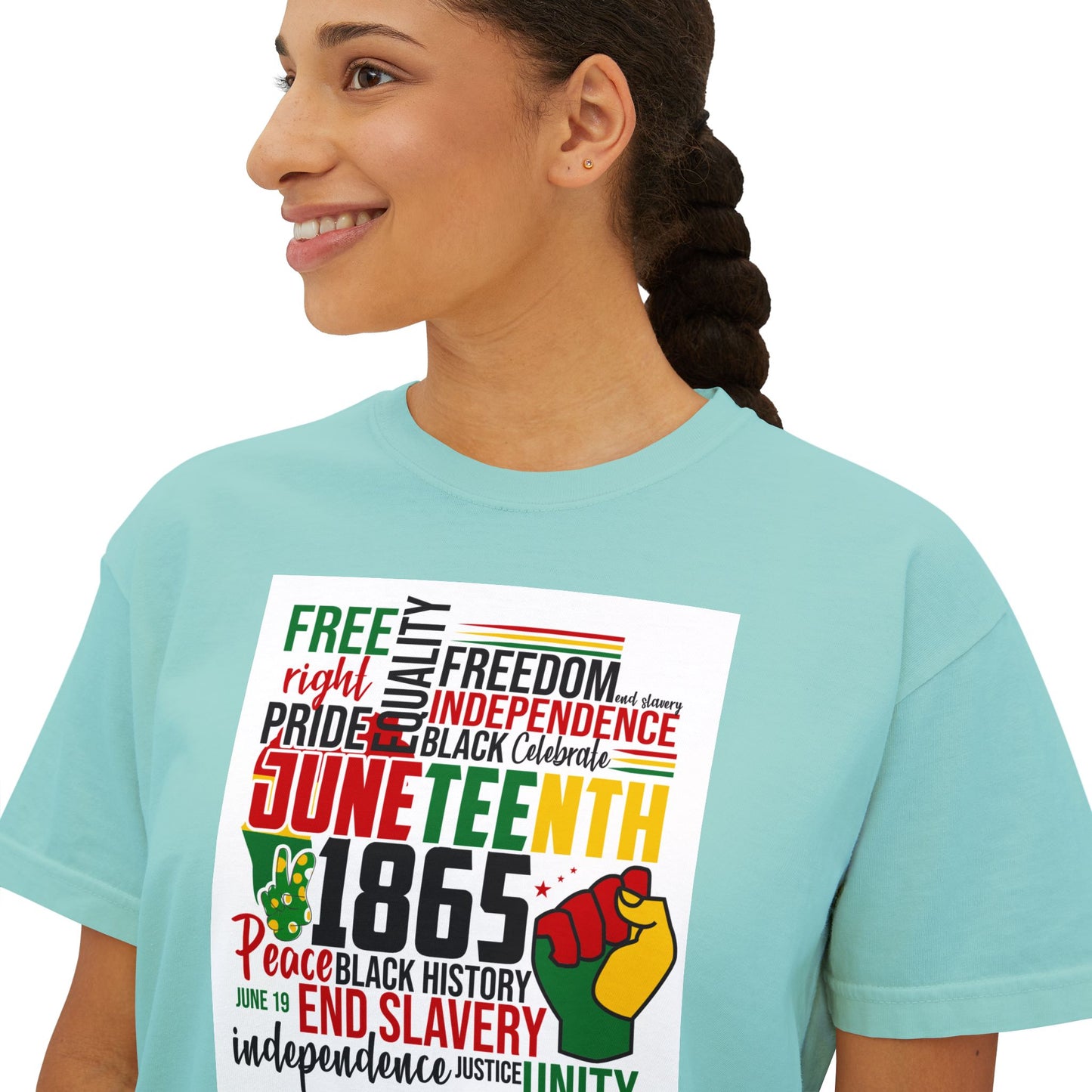 Juneteenth Boxy Tee, Women's Equality T-Shirt, LGBTQ Pride Top, Black History Month Shirt, Freedom and Unity Apparel, Celebratory [...]