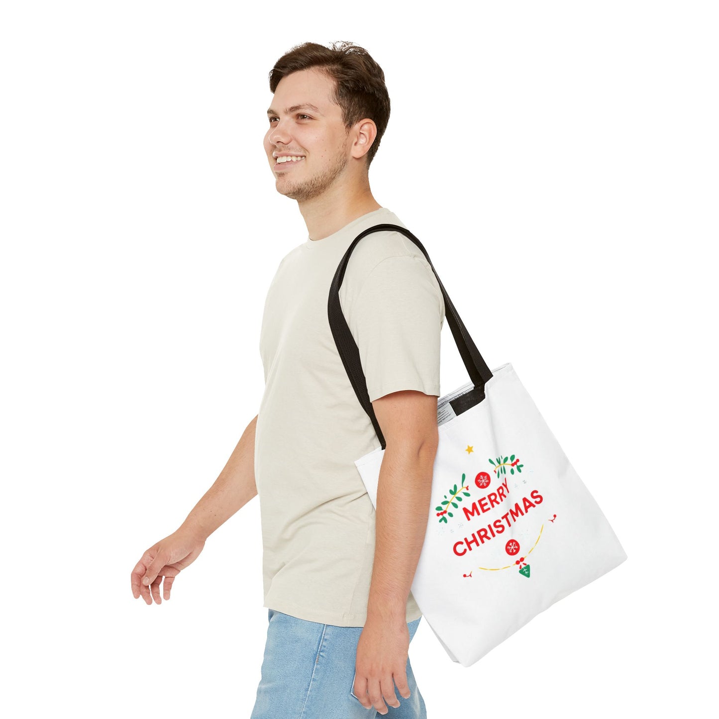 Christmas Tote Bag, Holiday Shopping Bag, Merry Christmas Gift, Seasonal Reusable Bag, Merry & Bright Tote ( customize available)