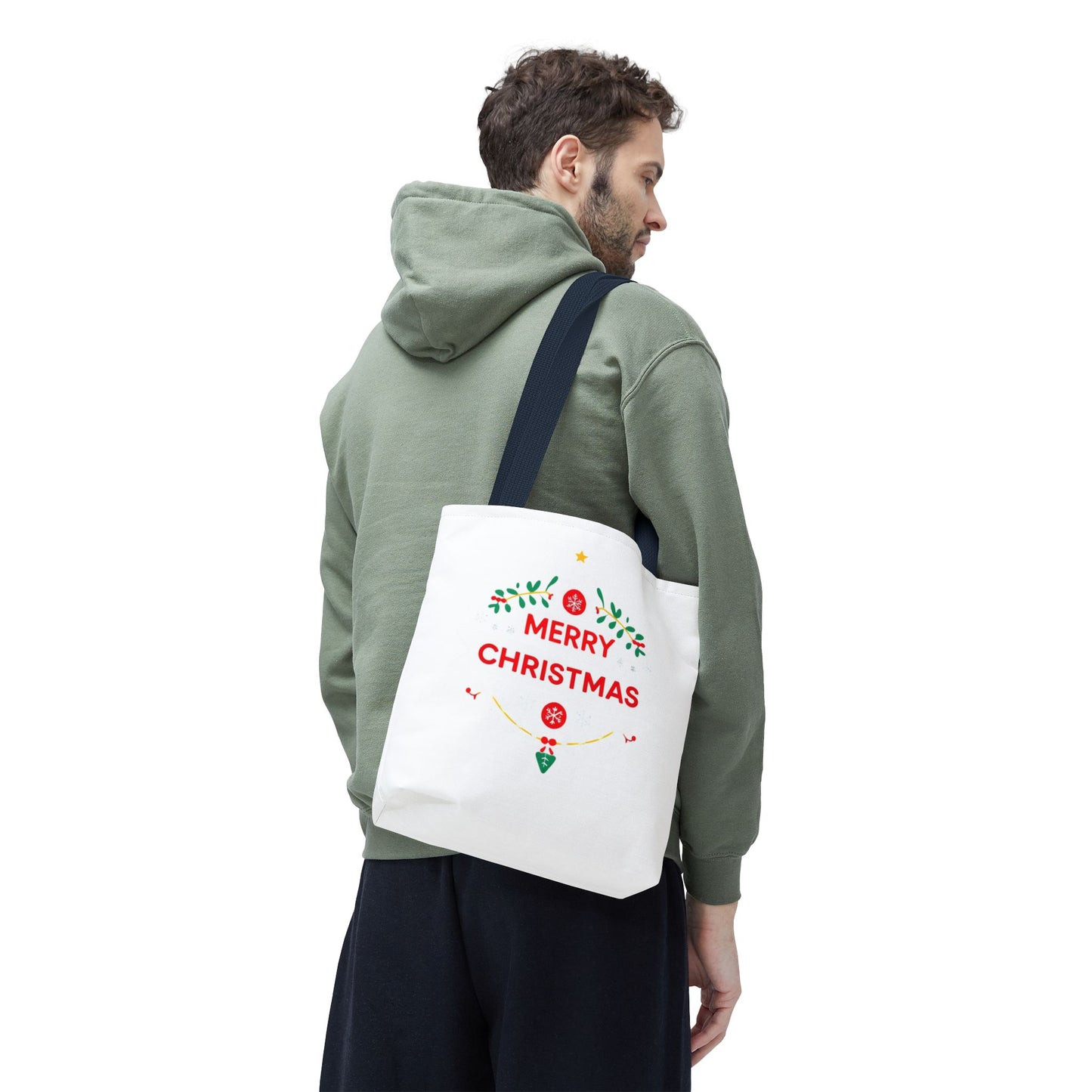 Christmas Tote Bag, Holiday Shopping Bag, Merry Christmas Gift, Seasonal Reusable Bag, Merry & Bright Tote ( customize available)