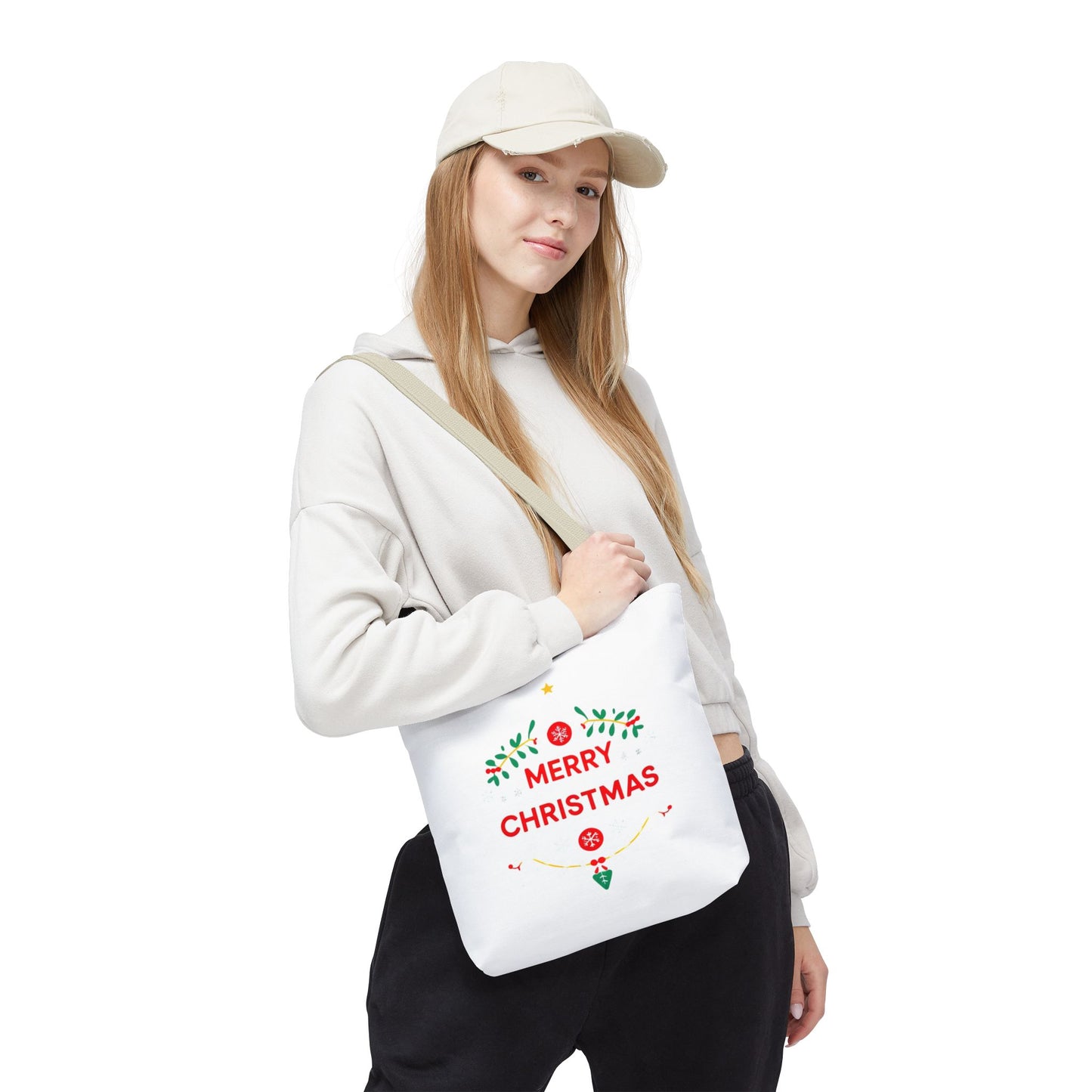 Christmas Tote Bag, Holiday Shopping Bag, Merry Christmas Gift, Seasonal Reusable Bag, Merry & Bright Tote ( customize available)
