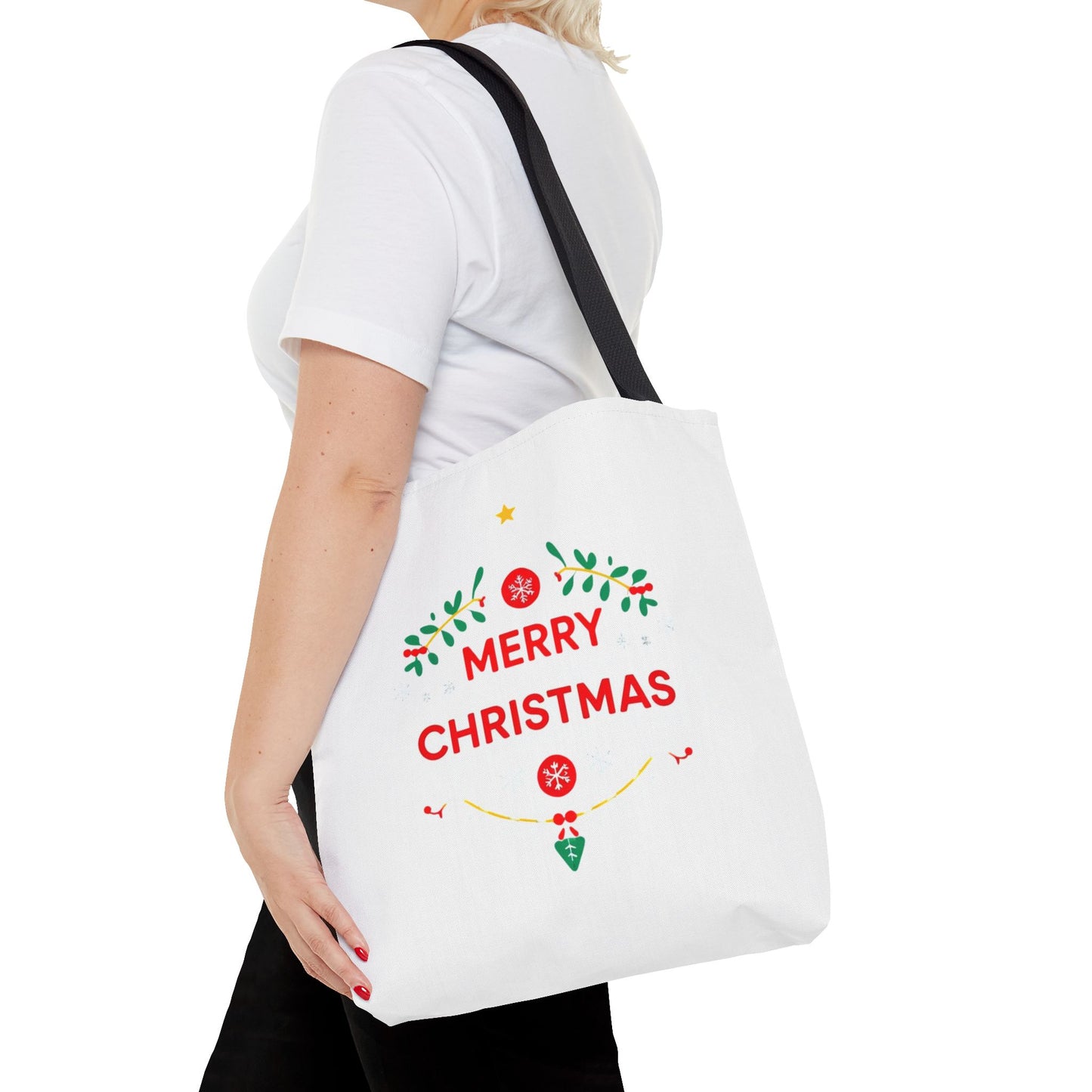 Christmas Tote Bag, Holiday Shopping Bag, Merry Christmas Gift, Seasonal Reusable Bag, Merry & Bright Tote ( customize available)