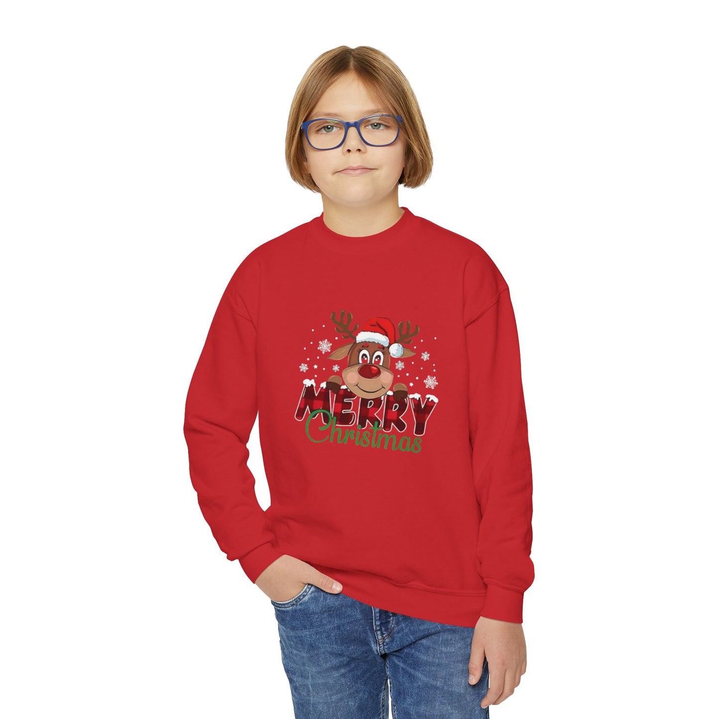 Festive Youth Crewneck Sweatshirt with Merry Christmas and Peace, Love, Christmas Designs, Holiday Sweatshirt, Kids Christmas Gift, [...]