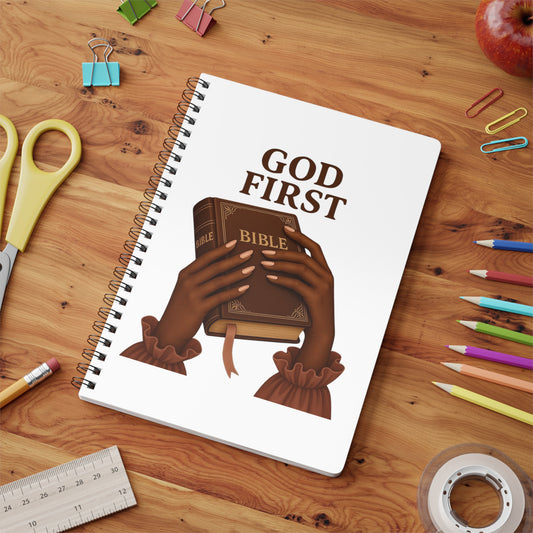Inspirational Wirobound Notebook - God First, A5 Journal for Faith, Prayer, Diaries, Gifts, Notes, Christian