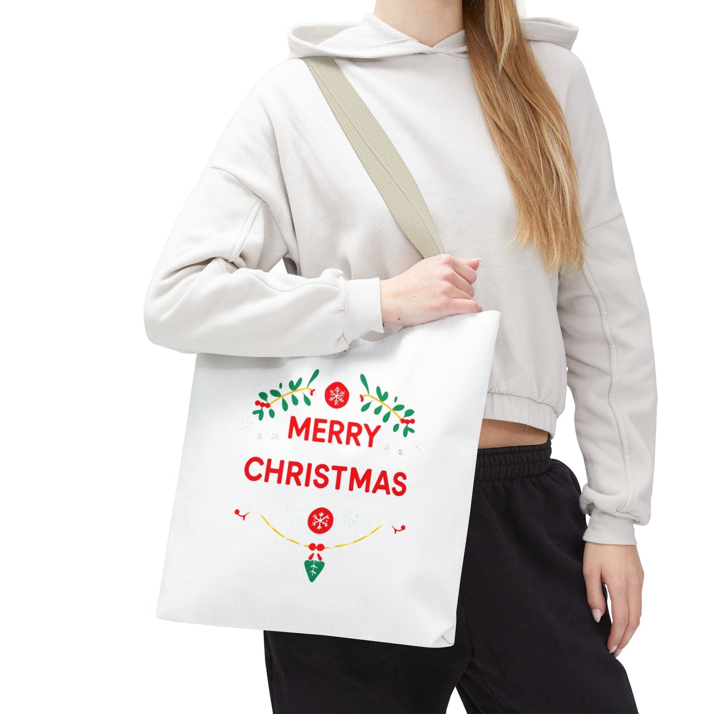 Christmas Tote Bag, Holiday Shopping Bag, Merry Christmas Gift, Seasonal Reusable Bag, Merry & Bright Tote ( customize available)