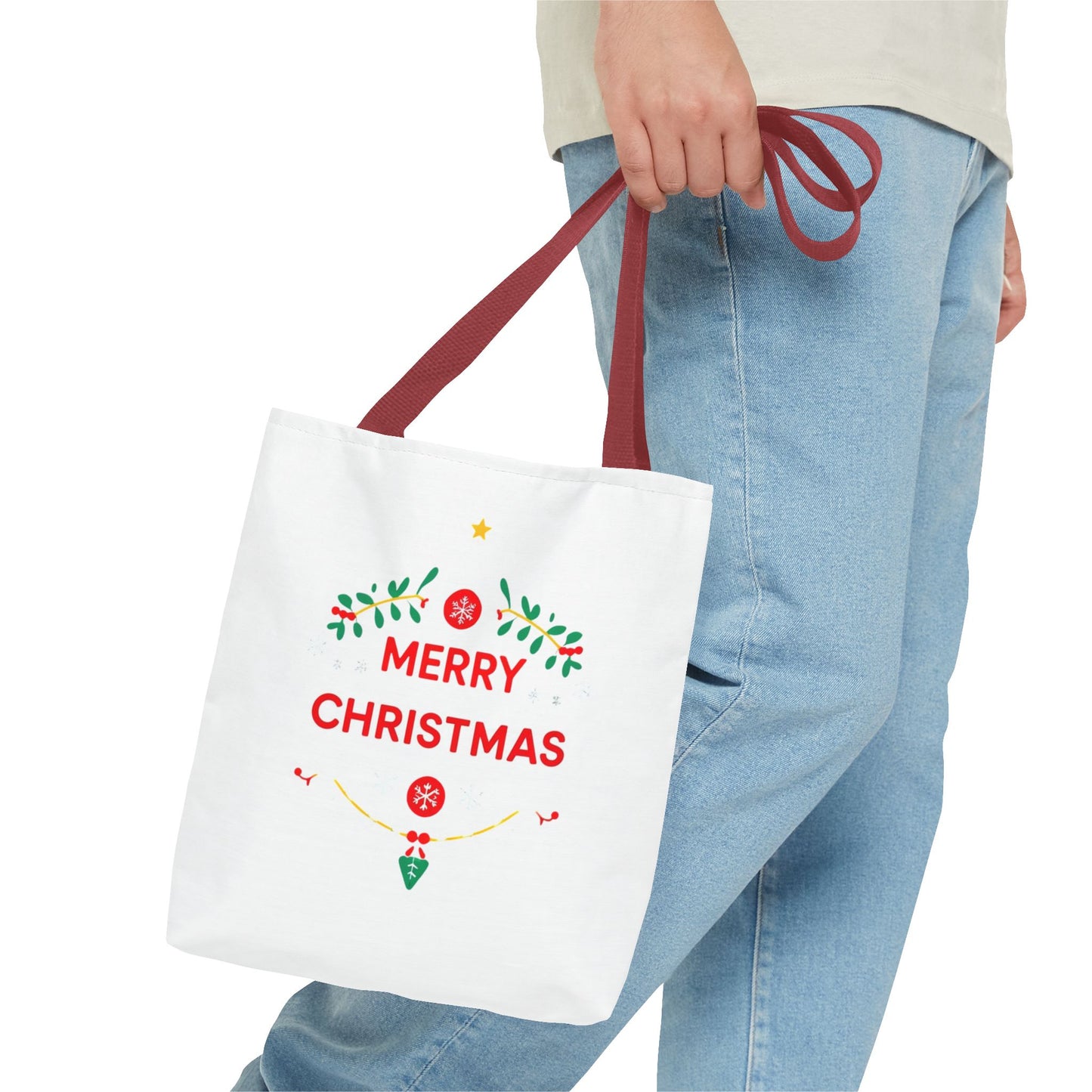 Christmas Tote Bag, Holiday Shopping Bag, Merry Christmas Gift, Seasonal Reusable Bag, Merry & Bright Tote ( customize available)