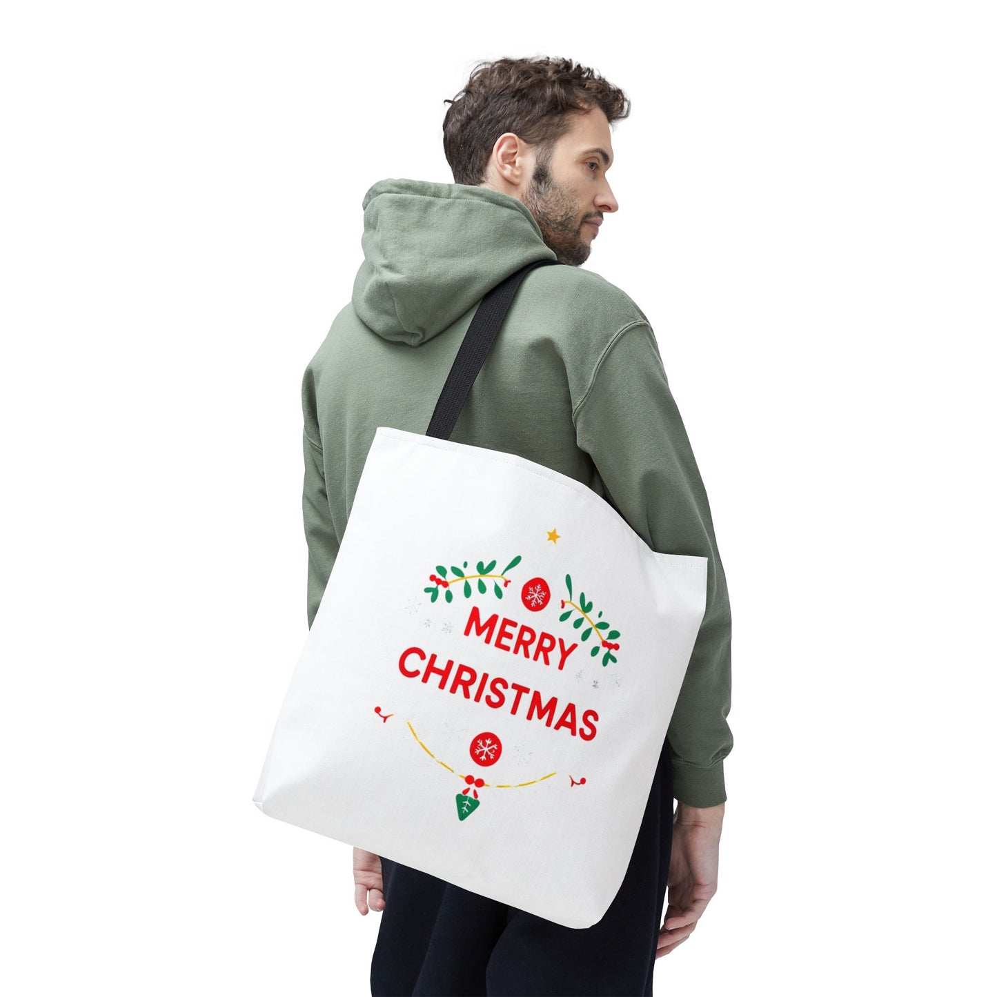 Christmas Tote Bag, Holiday Shopping Bag, Merry Christmas Gift, Seasonal Reusable Bag, Merry & Bright Tote ( customize available)