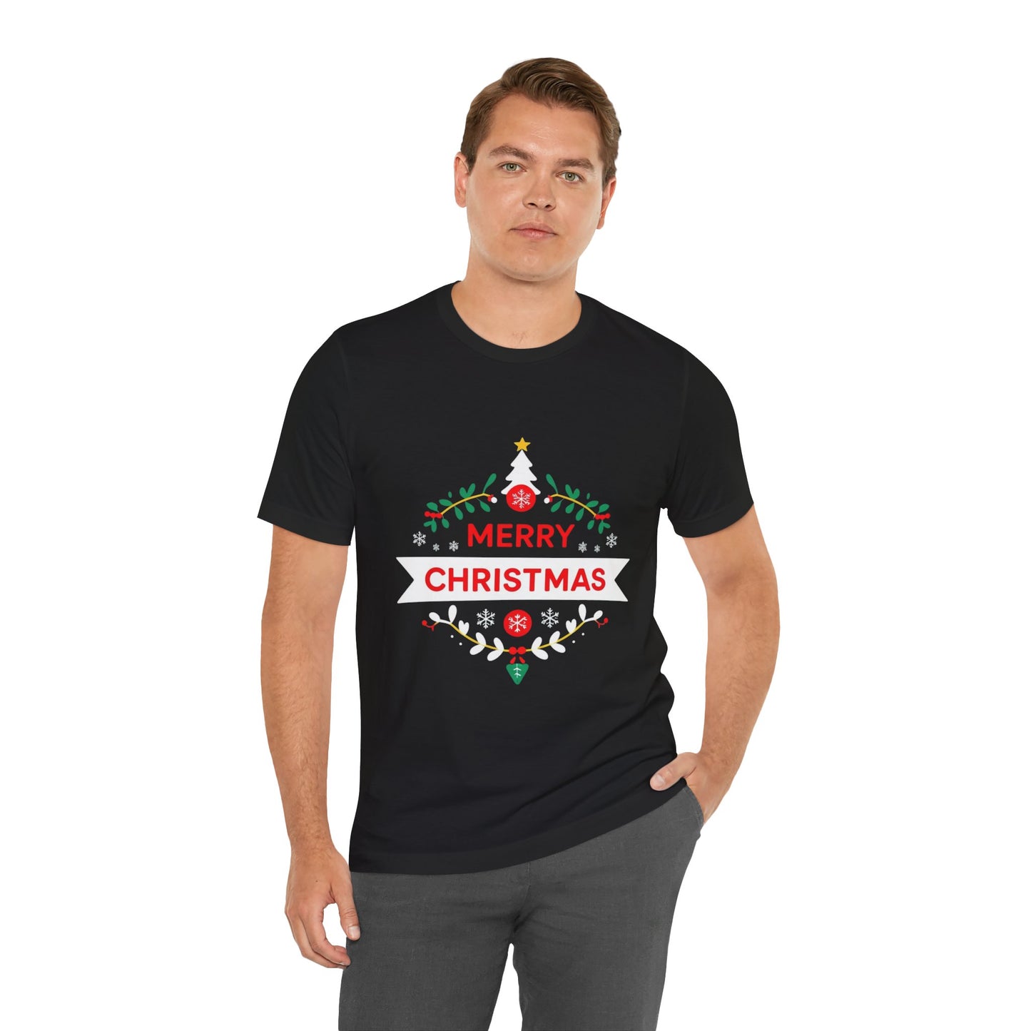 Merry Christmas Unisex Tee, Holiday T-Shirt, Festive Short Sleeve Shirt, Christmas Gift, Seasonal Apparel