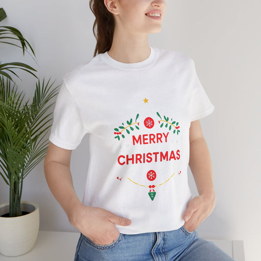Merry Christmas Unisex Tee, Holiday T-Shirt, Festive Short Sleeve Shirt, Christmas Gift, Seasonal Apparel