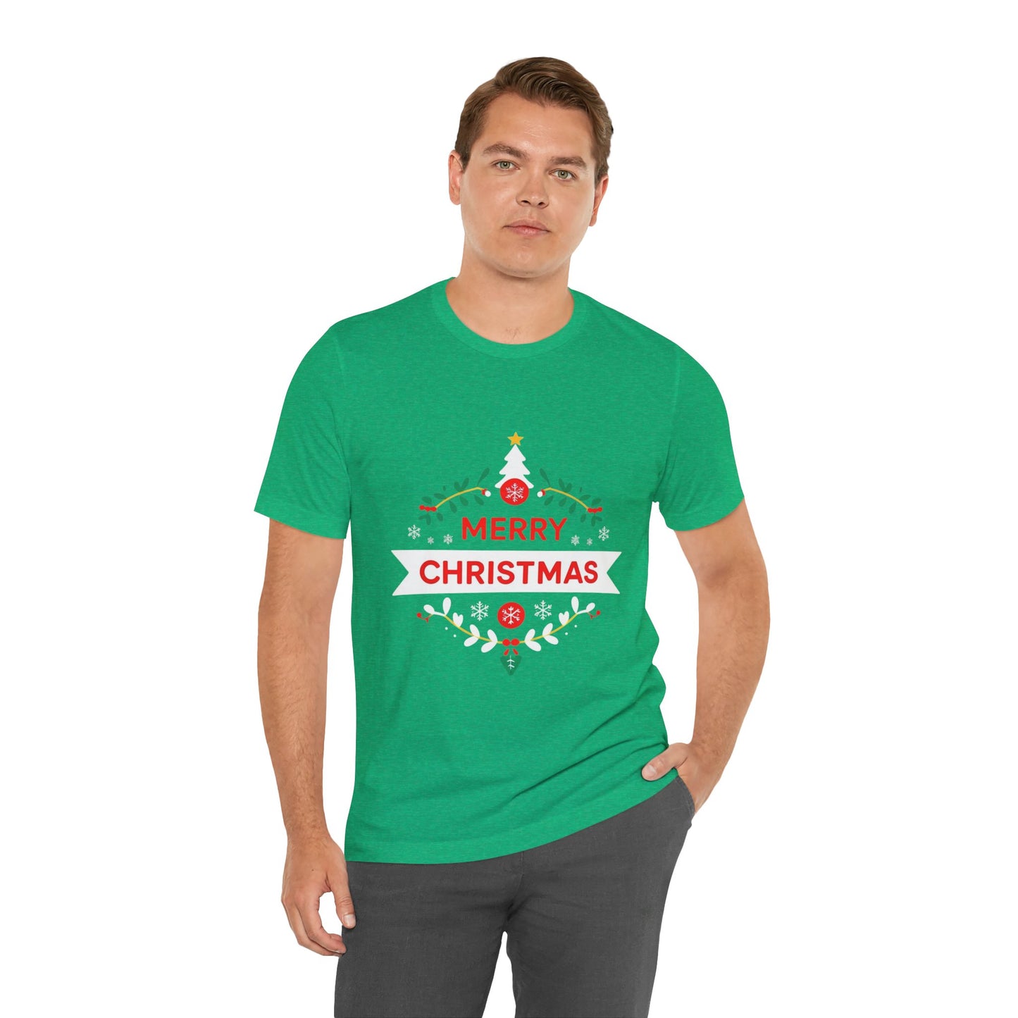 Merry Christmas Unisex Tee, Holiday T-Shirt, Festive Short Sleeve Shirt, Christmas Gift, Seasonal Apparel