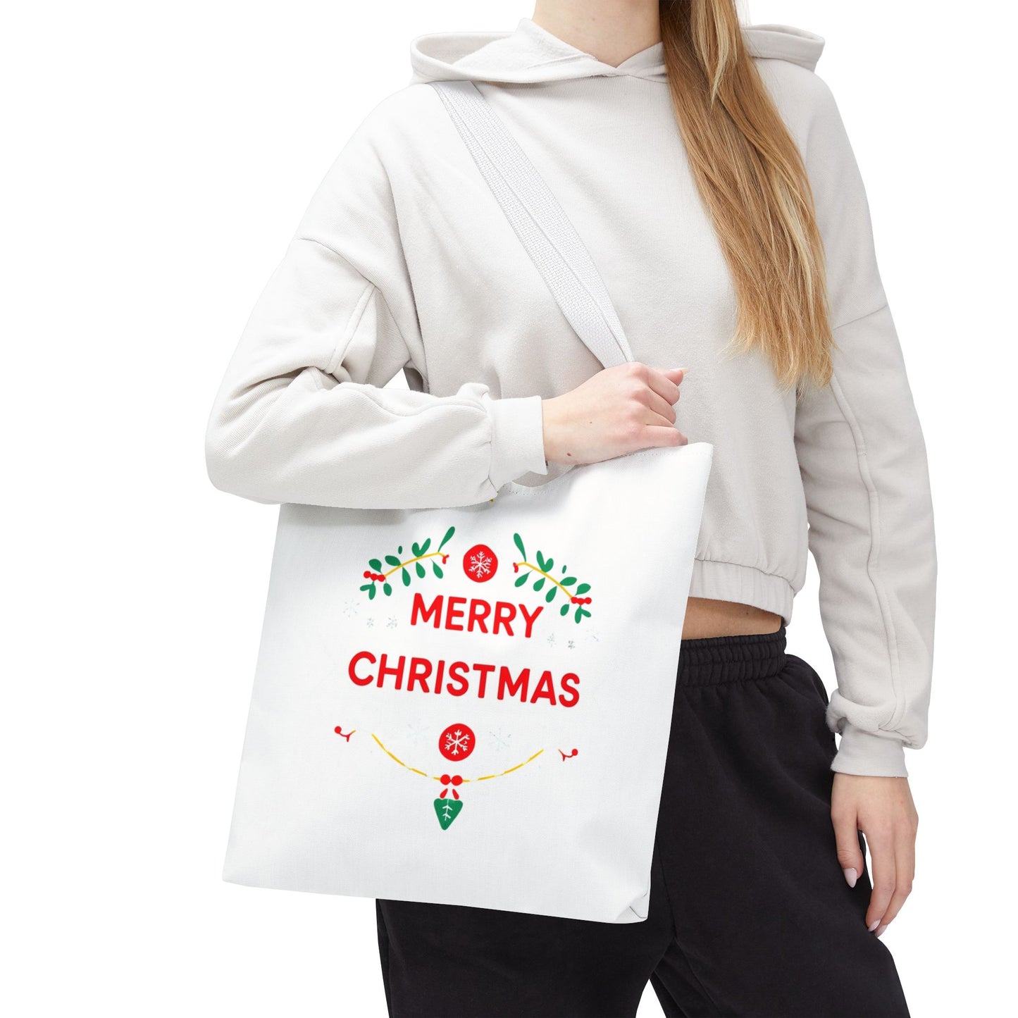 Christmas Tote Bag, Holiday Shopping Bag, Merry Christmas Gift, Seasonal Reusable Bag, Merry & Bright Tote ( customize available)