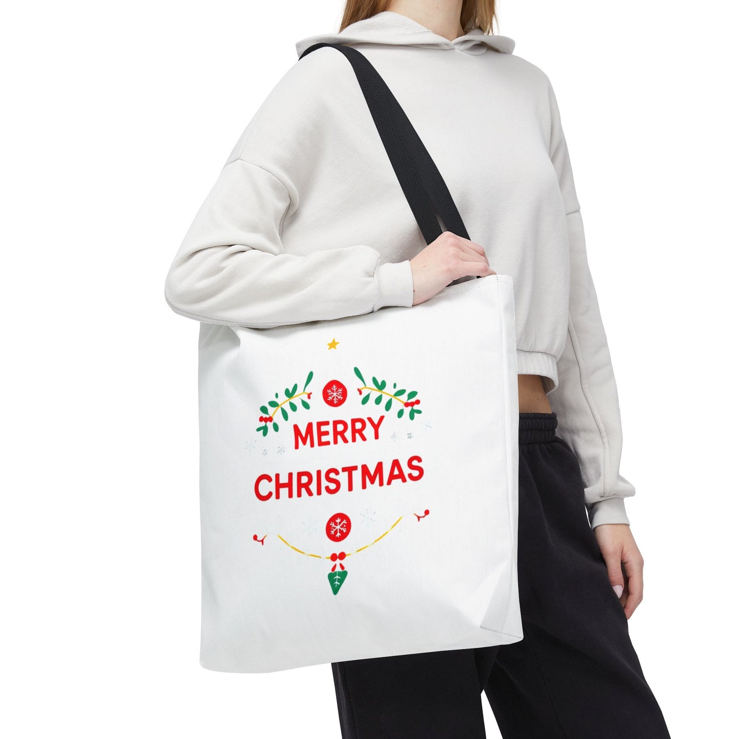 Christmas Tote Bag, Holiday Shopping Bag, Merry Christmas Gift, Seasonal Reusable Bag, Merry & Bright Tote ( customize available)