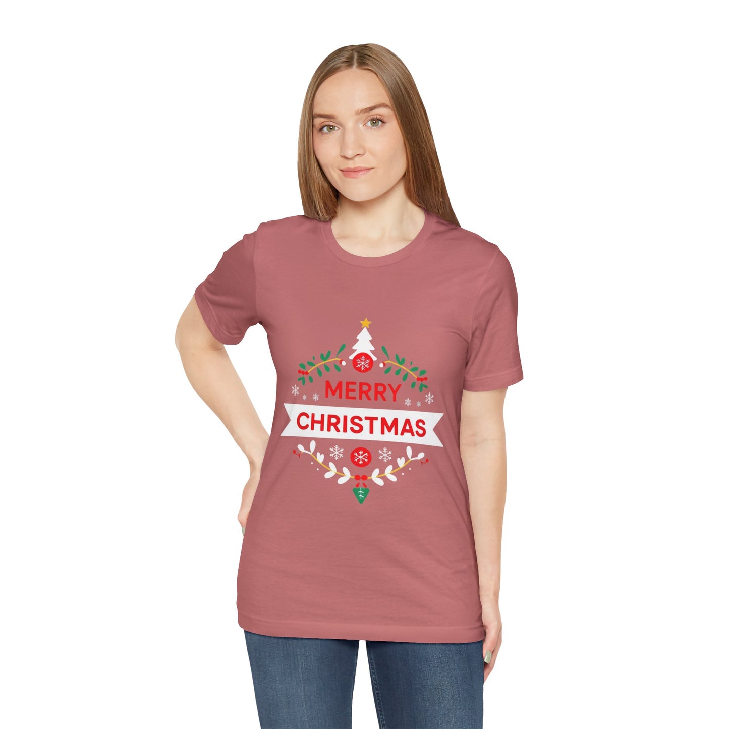 Merry Christmas Unisex Tee, Holiday T-Shirt, Festive Short Sleeve Shirt, Christmas Gift, Seasonal Apparel