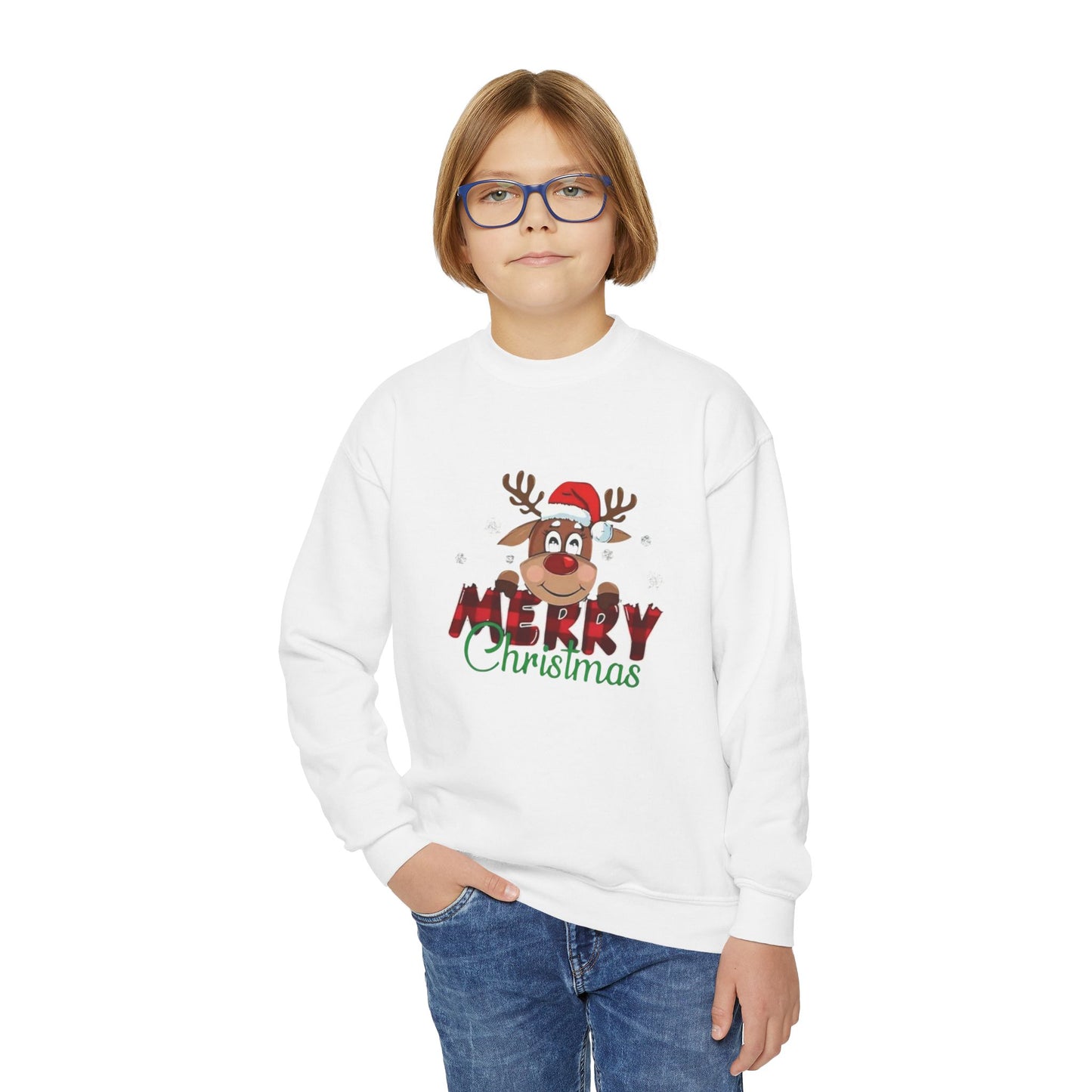 Festive Youth Crewneck Sweatshirt with Merry Christmas and Peace, Love, Christmas Designs, Holiday Sweatshirt, Kids Christmas Gift, [...]