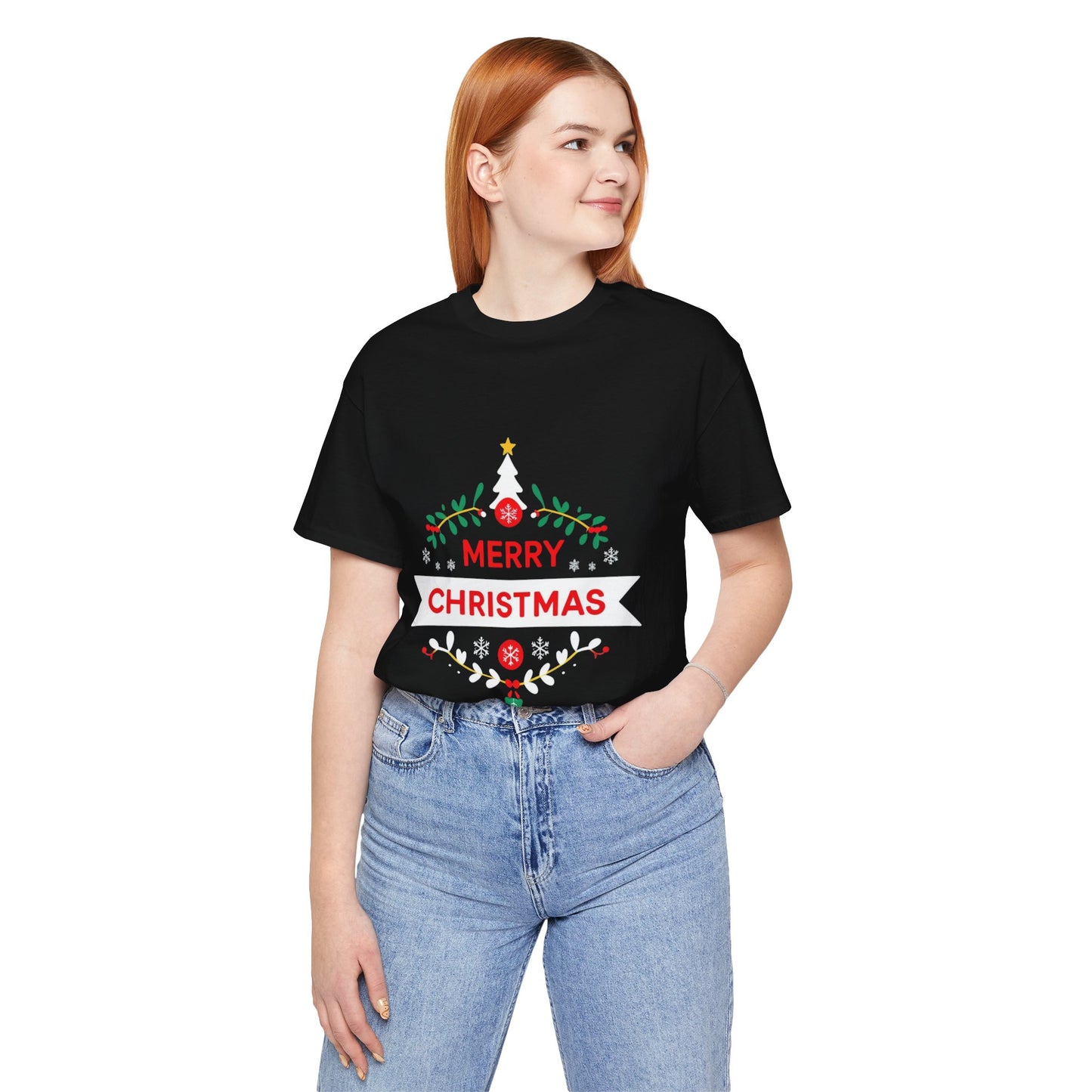 Merry Christmas Unisex Tee, Holiday T-Shirt, Festive Short Sleeve Shirt, Christmas Gift, Seasonal Apparel